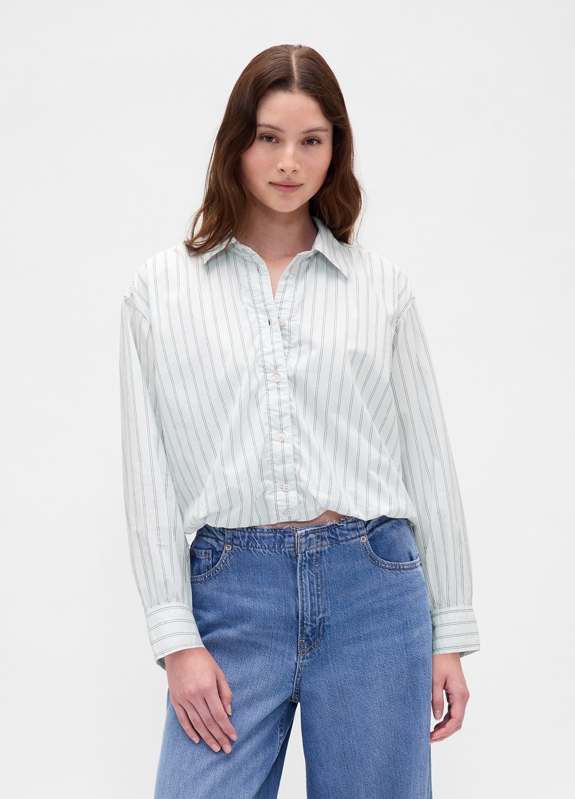 GAP, Camicia In Cotone A Righe, Donna, Azzurro, Taglia: XL