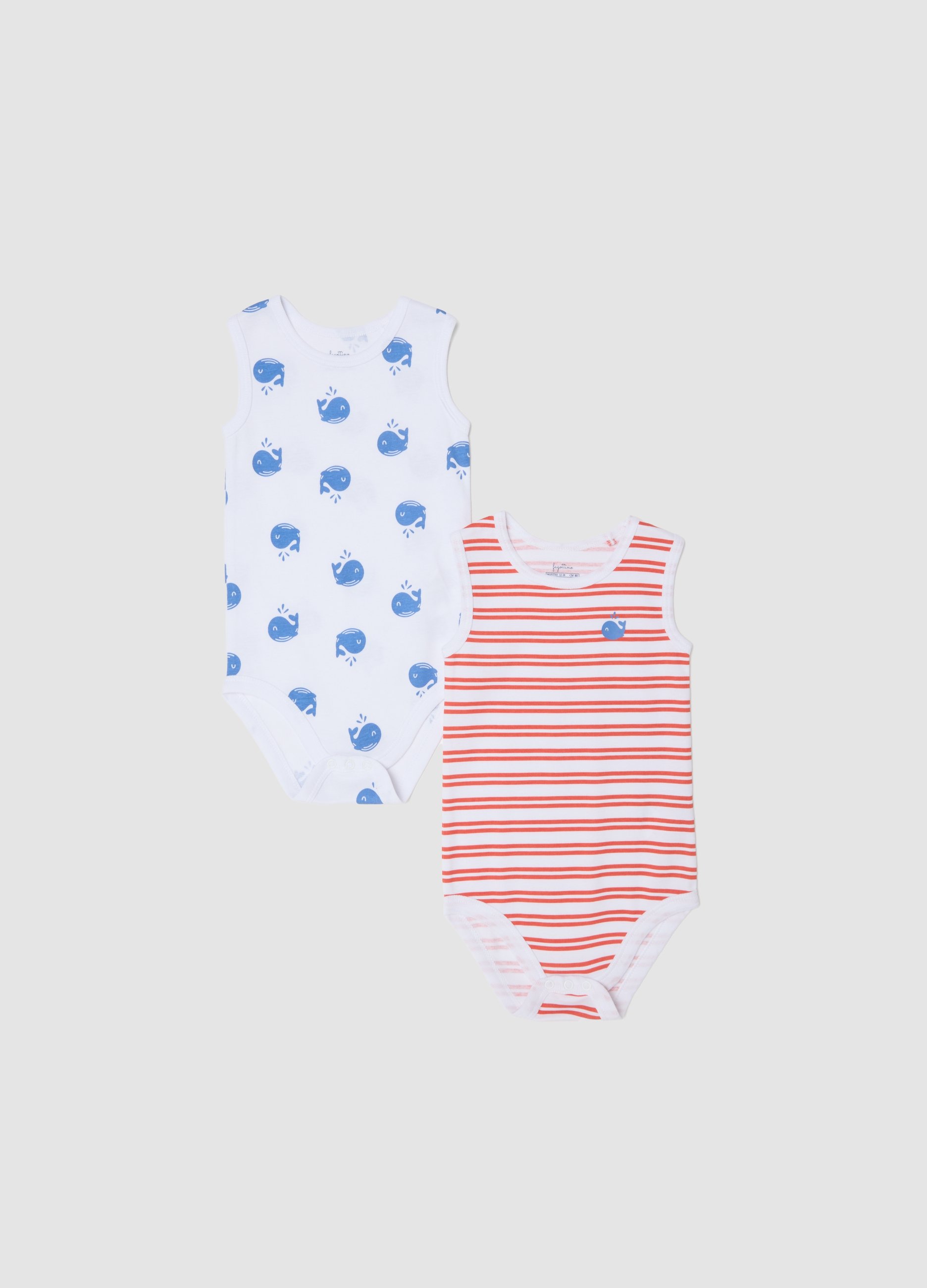 FAGOTTINO, Bipack Di Body Smanicati Multicolor In Puro Cotone Organico, Niño, Blanco/rojo, Talla: 9-12
