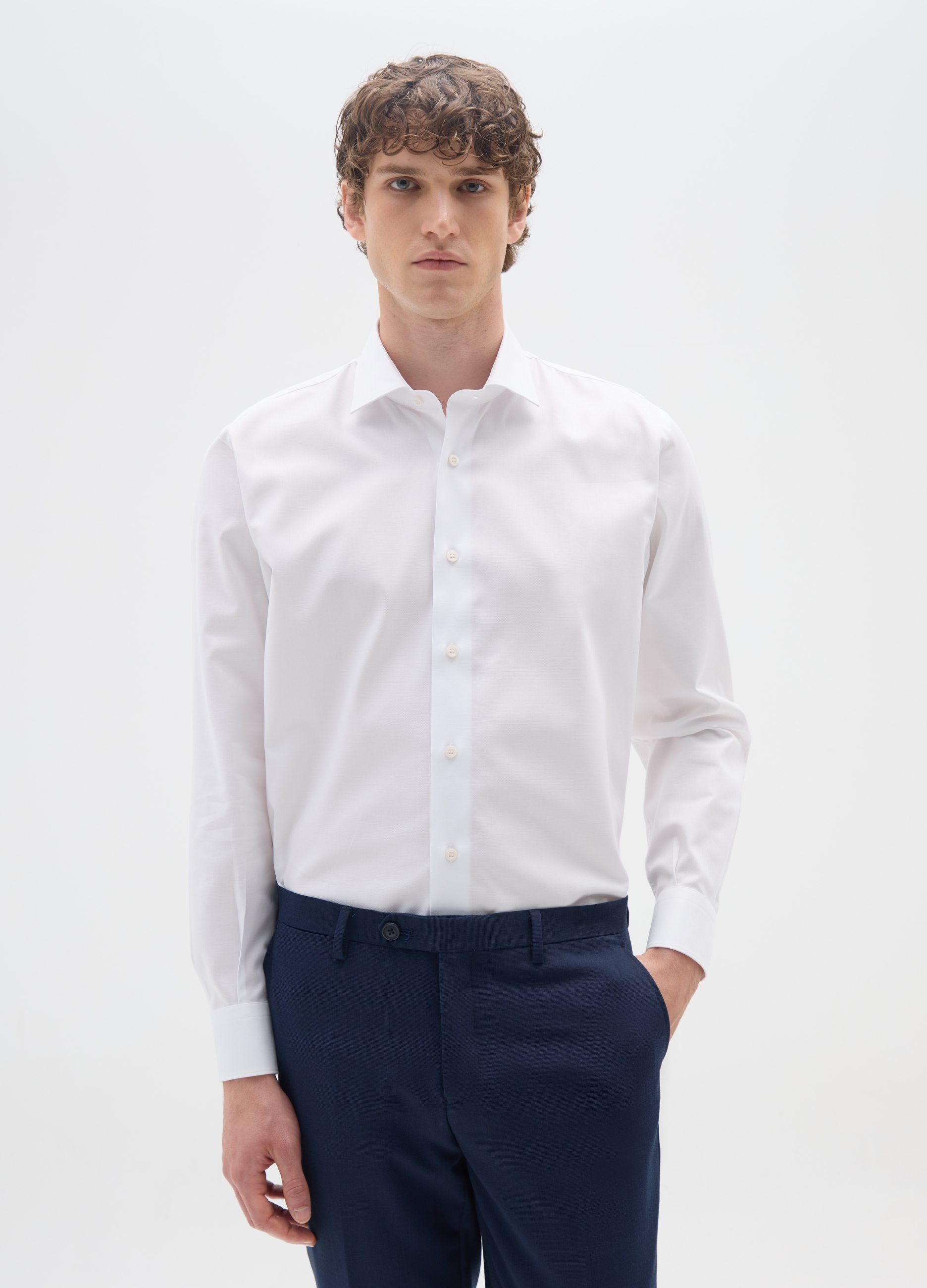 OVS, Camisa Blanca De Puro Algodón Regular Fit Fácil De Planchar, Hombre, Blanco óptico, Talla: 42