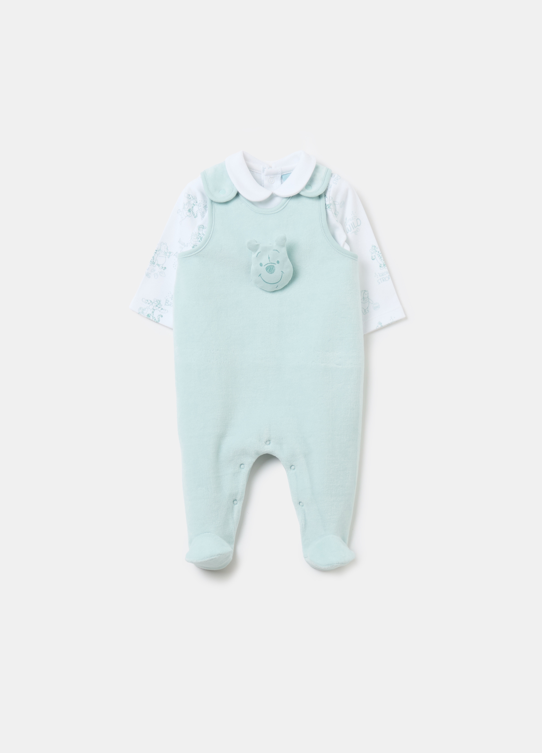 FAGOTTINO, Set T-shirt E Salopette Con Piedini Winnie The Pooh, Unisex, Multicolor, Taglia: 6-9