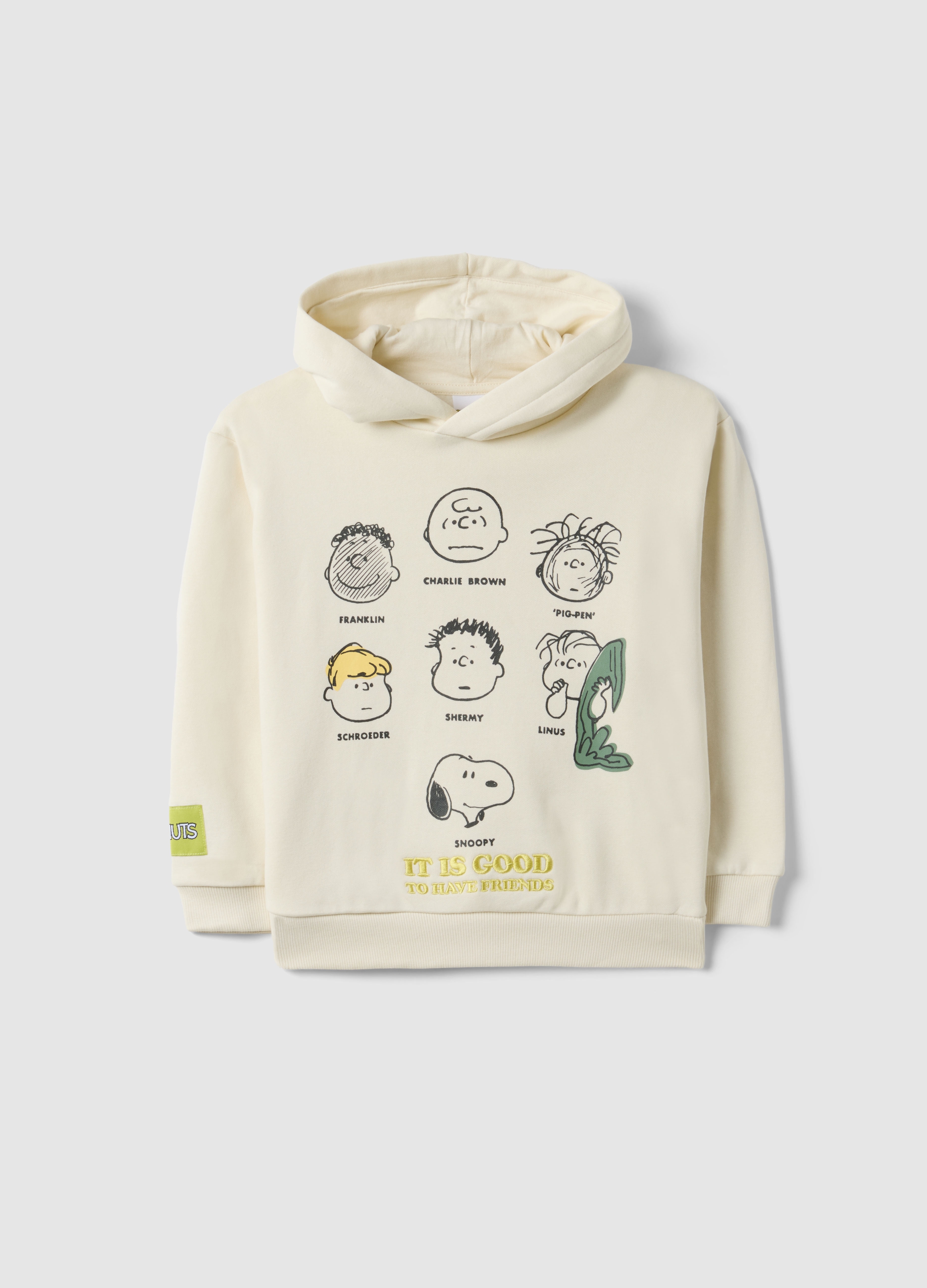 PEANUTS, Felpa In Misto Cotone Beige Da Bambino Regular Fit Con Peanuts, Niño, Beige Claro, Talla: 4-5