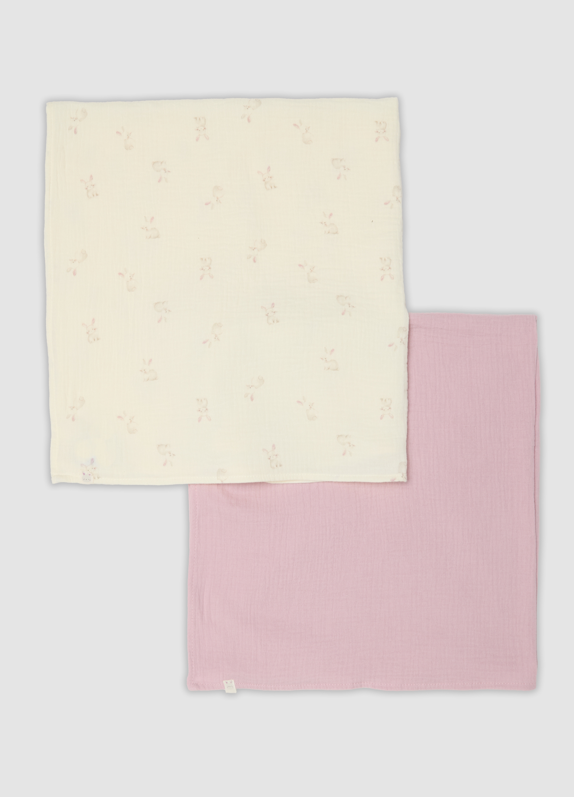FAGOTTINO, Bipack Di Copertine Rosa E Bianco In Puro Cotone Neonata, Multicolor, Taglia: ONE SIZE