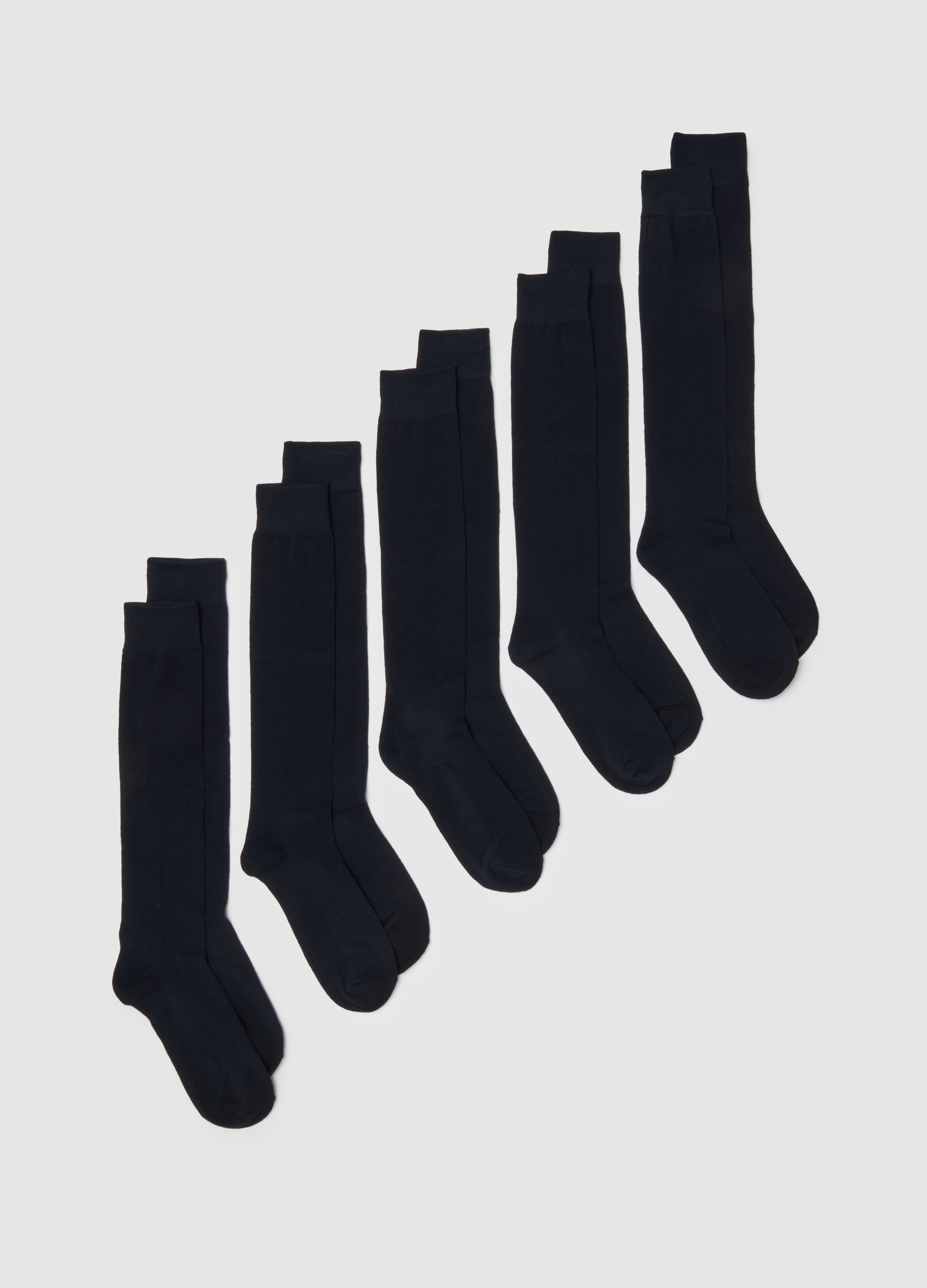 OVS, Multipack Calze Lunghe Nere In Misto Cotone Elasticizzato, Uomo, Nero, Taglia: 38-42