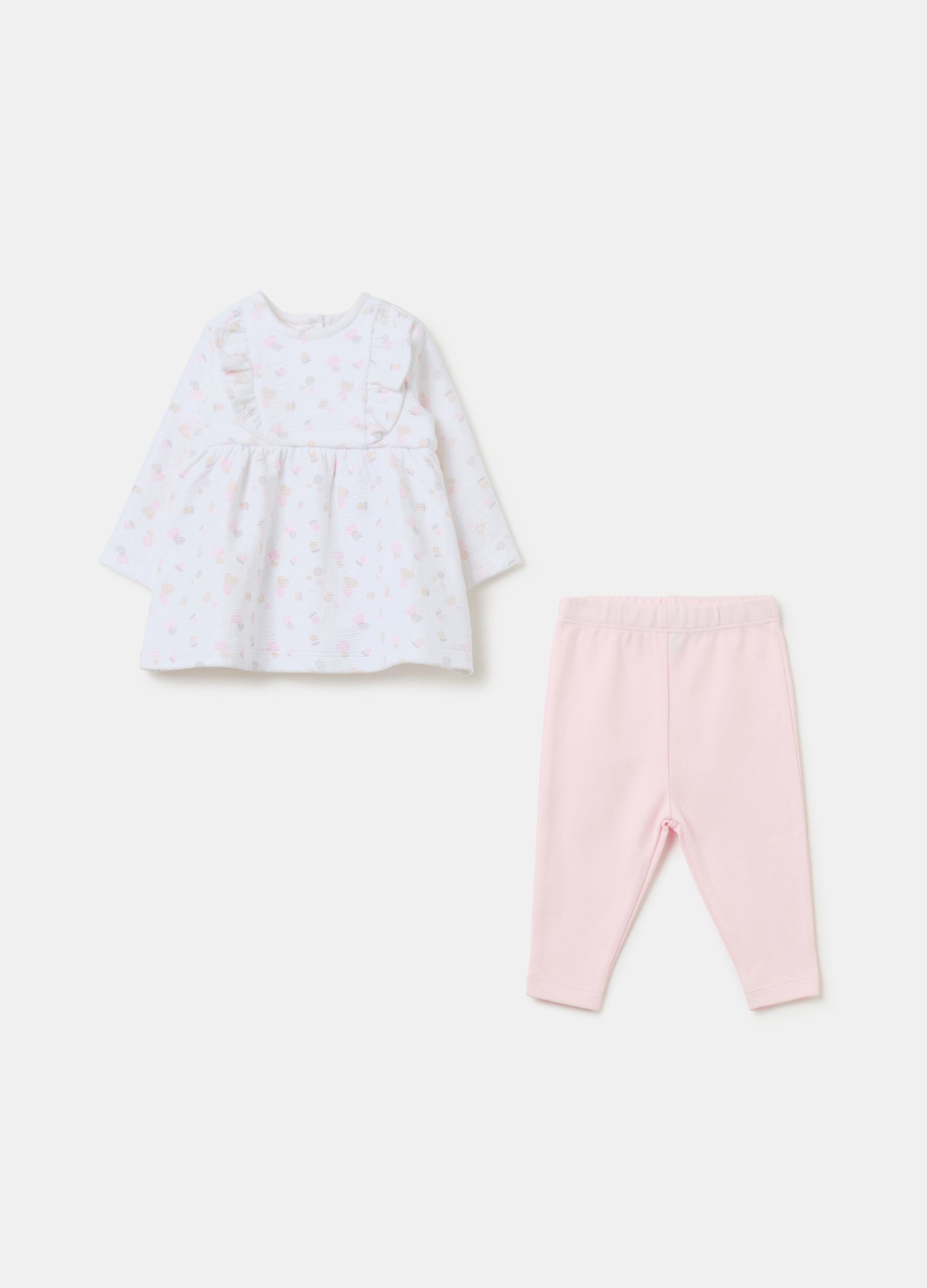 FAGOTTINO, Set Vestitino In Seersucker E Leggings, Neonata, Multicolor, Taglia: 3-6