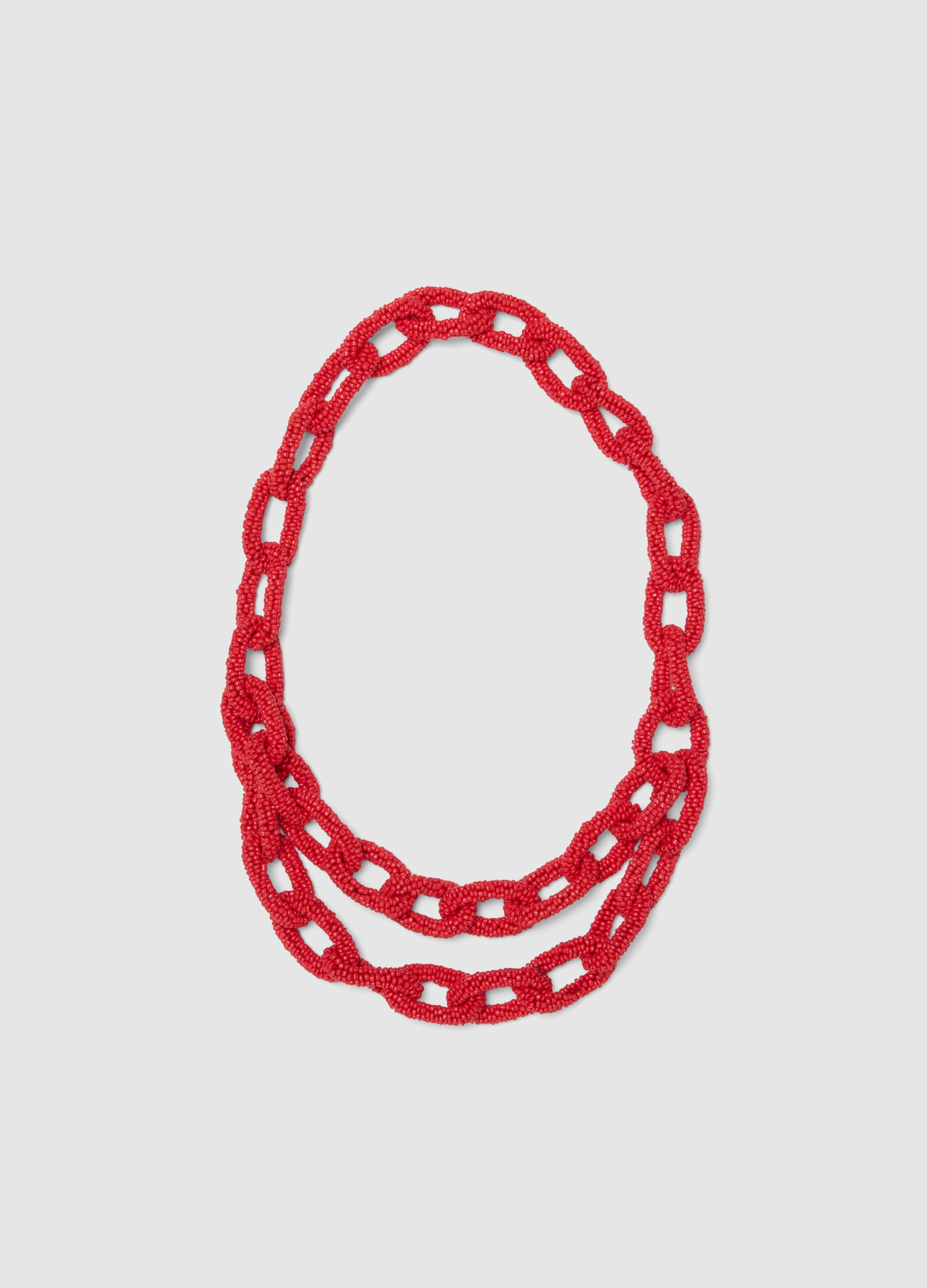 PIOMBO, Collana In Vetro Rossa Con Texture Intrecciata, Mujer, Rojo Cereza, Talla: FASUL