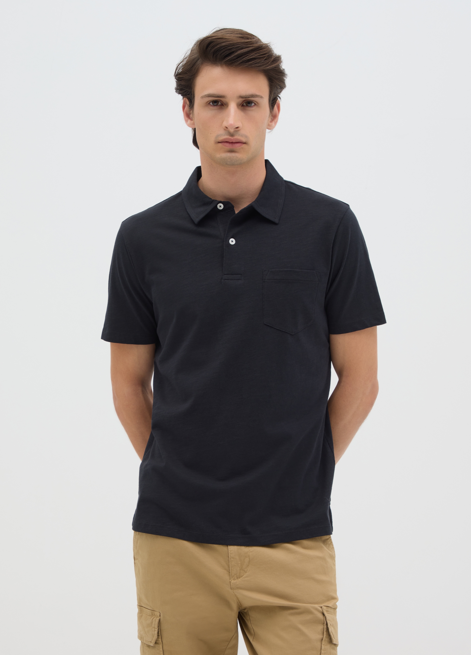 OVS, Polo Da Uomo In Puro Cotone Nero Regular Fit, Nero, Taglia: XXL