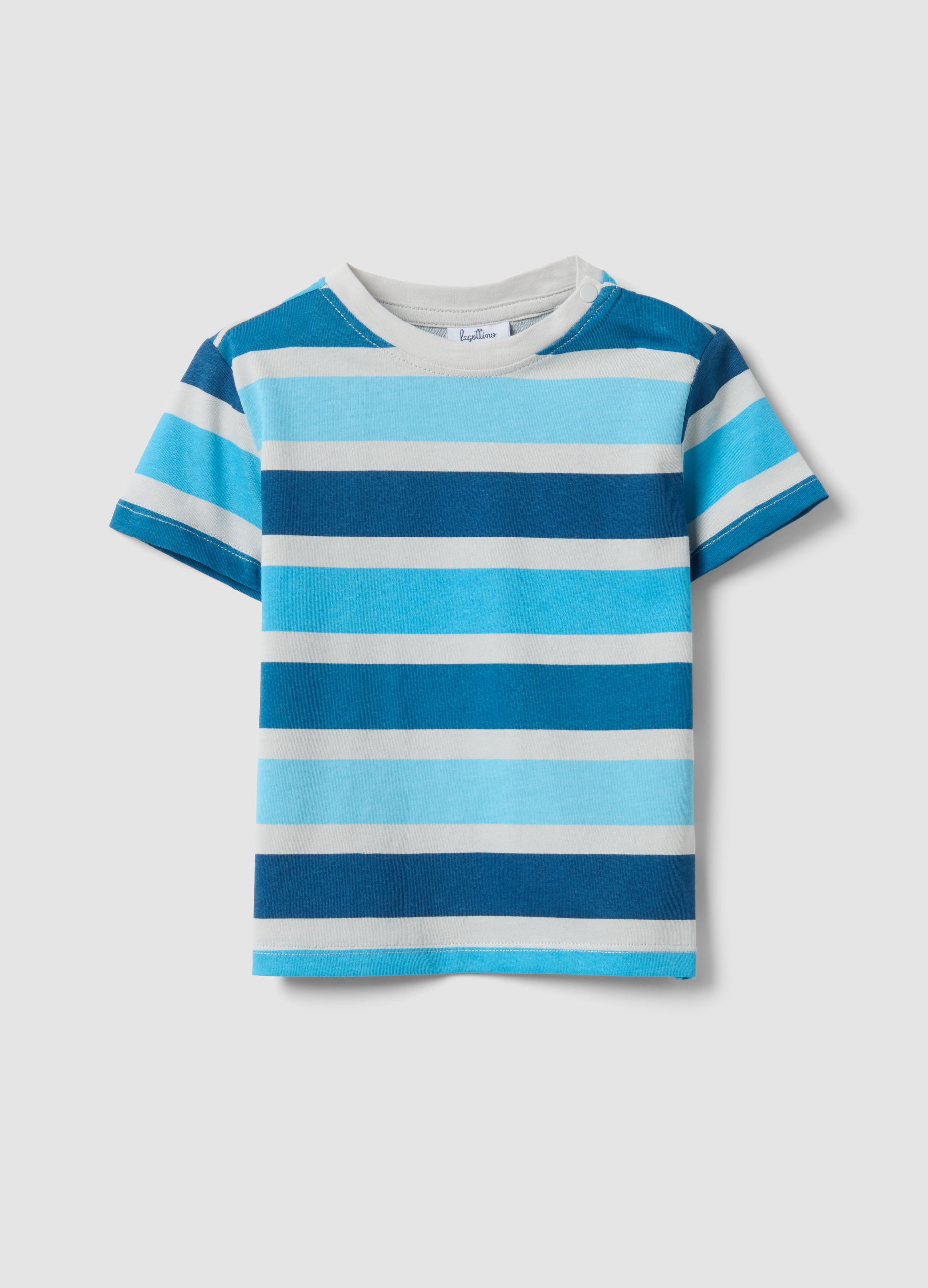 FAGOTTINO, Camiseta De Niño De Algodón Puro A Rayas Multicolor, Corte Regular, Niño, Azul/Blanco, Talla: 30-36