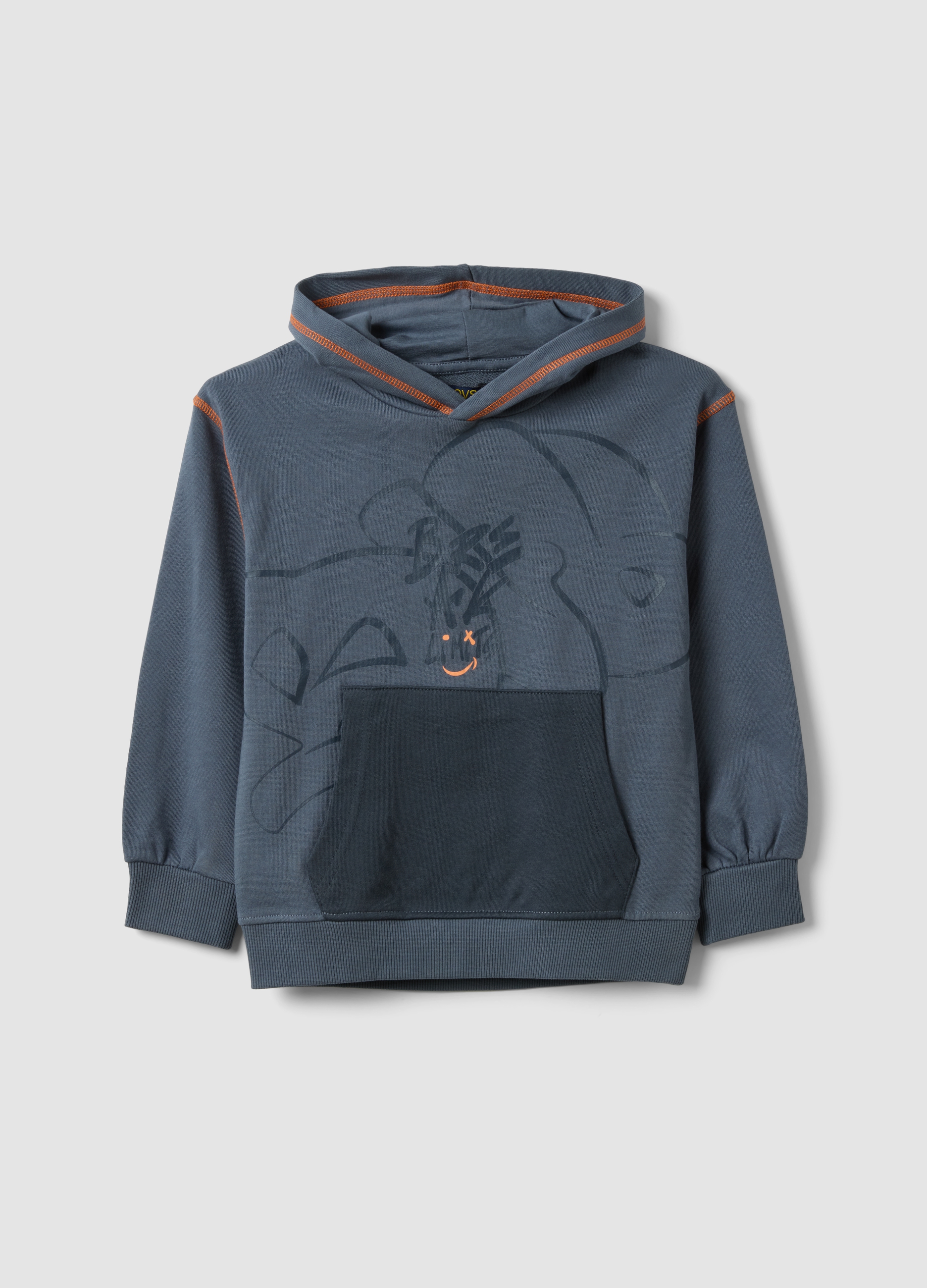 OVS KIDS, Felpa Grigia Con Cappuccio In Puro Cotone, Bambino, Grigio, Taglia: 5-6
