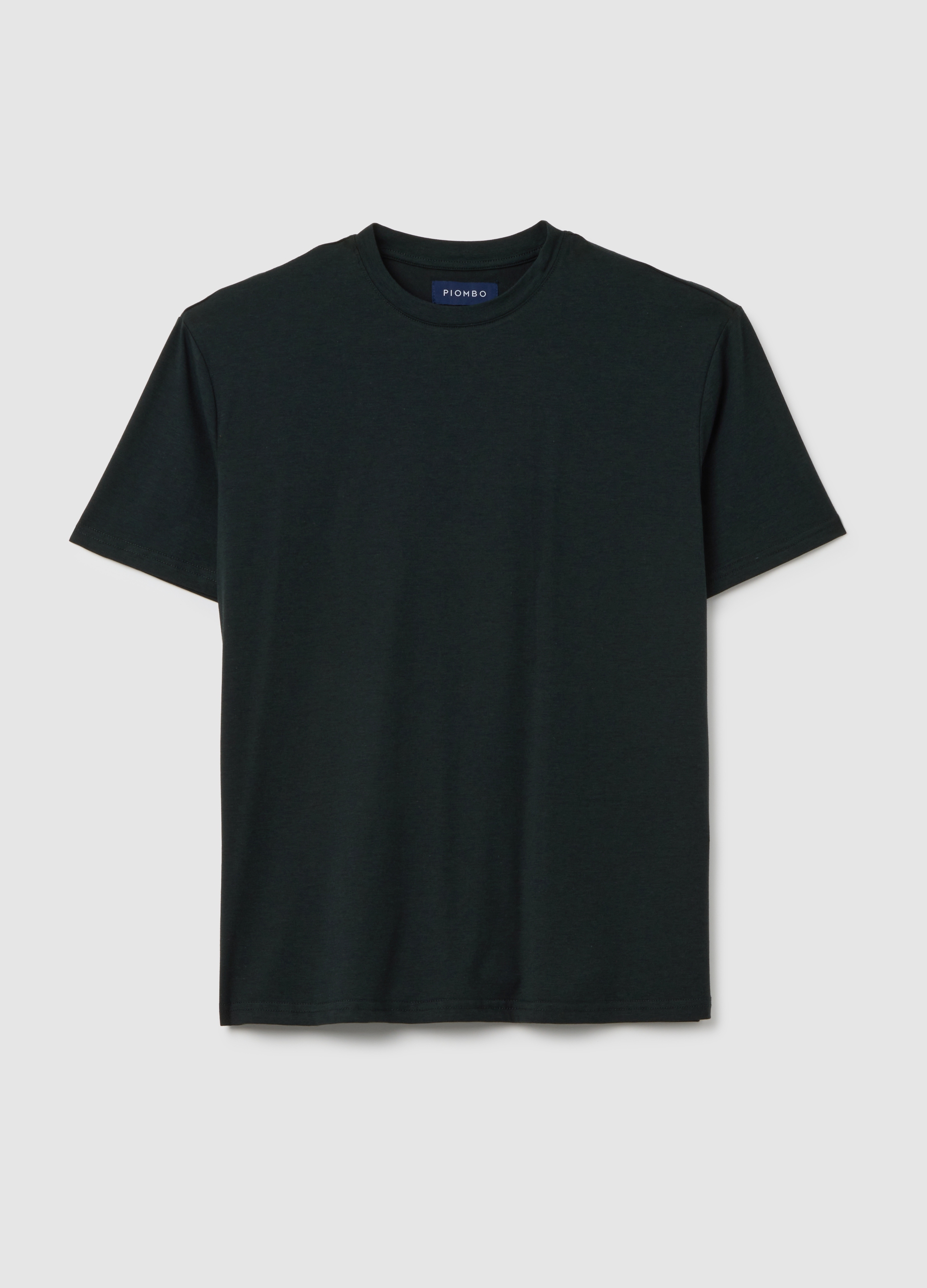 T-shirt In Misto Cotone Nera Regular Fit, Hombre, Verde oscuro, Talla: XXL