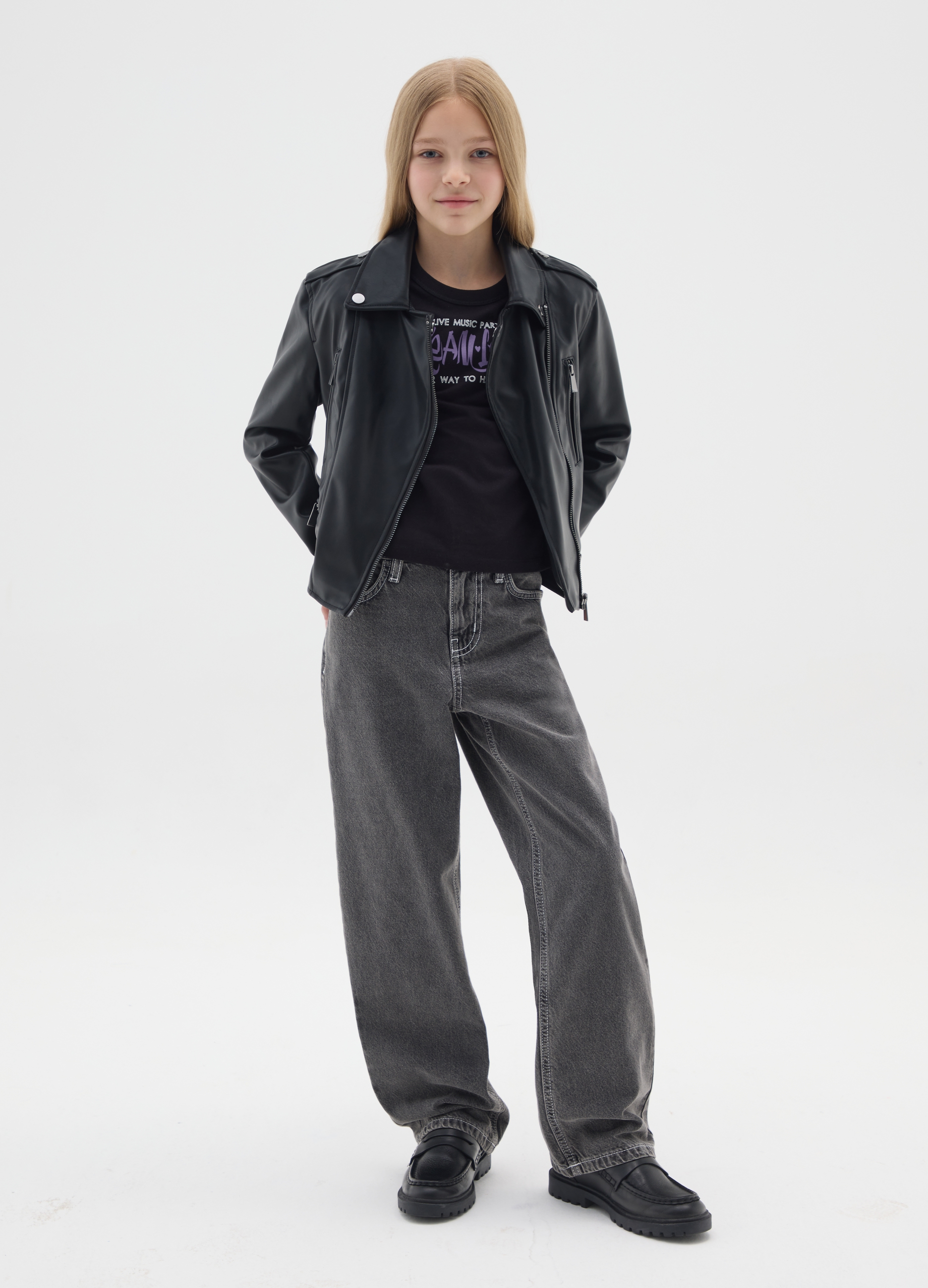 OVS KIDS, Pantaloni Grigi Da Ragazza In Puro Cotone Denim Regular Fit, Bambina, Grigio, Taglia: 13-14