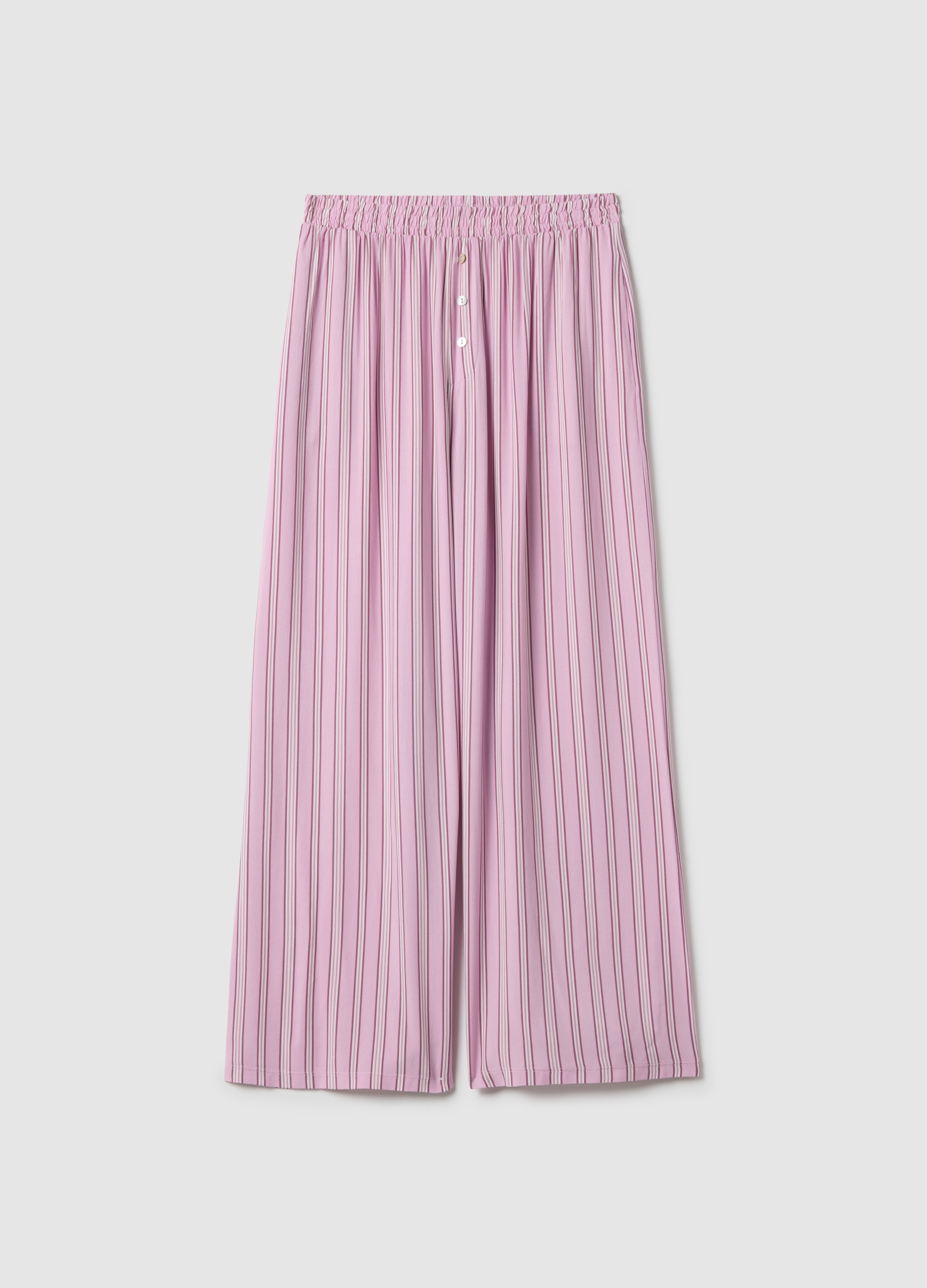OVS, Pantaloni Pigiama In Pura Viscosa Rosa A Righe Regular Fit, Donna, Rosa, Taglia: S