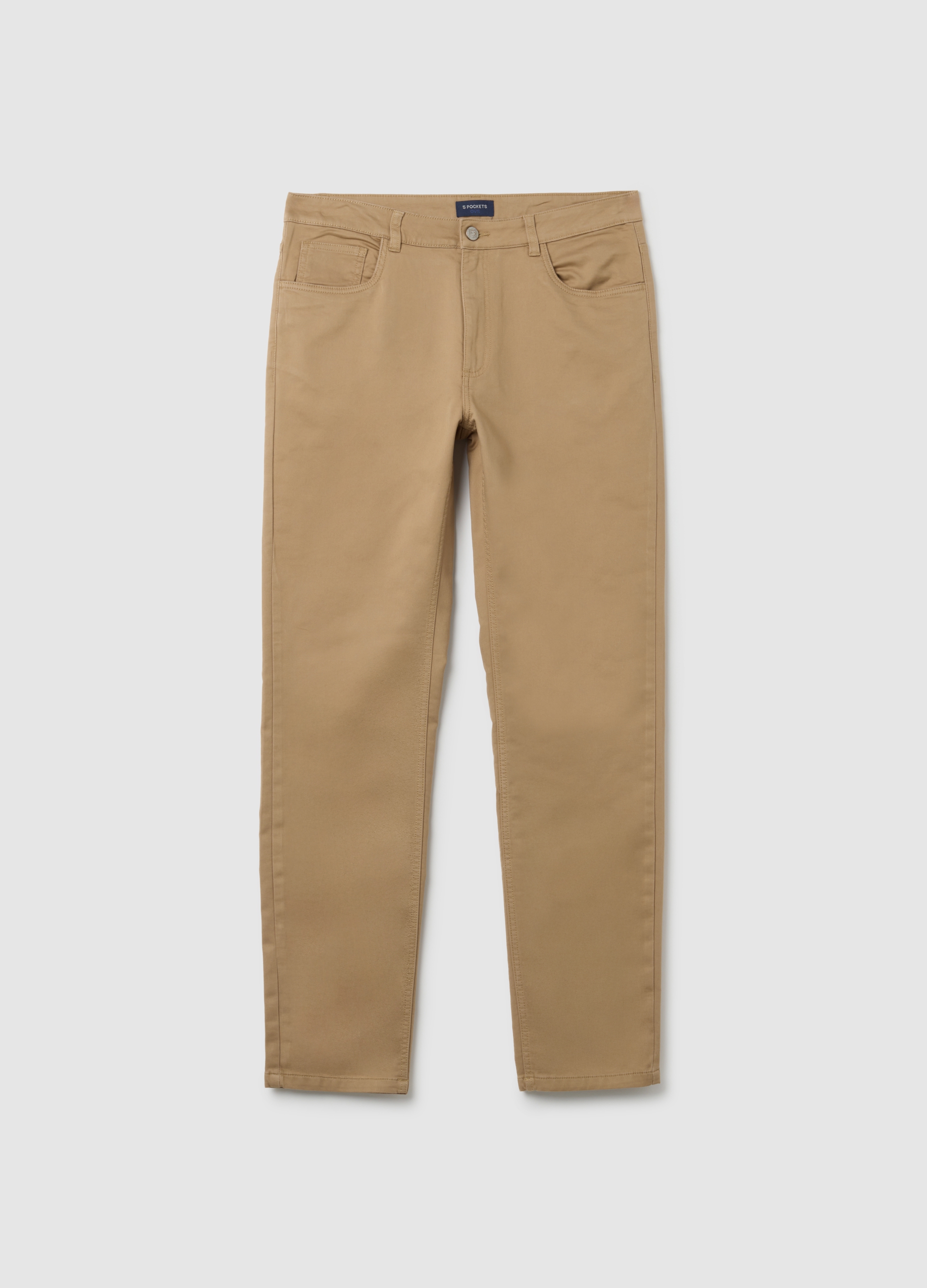 Pantalones Beige De Algodón Ajustados, Hombre, Beige Claro, Talla: 46