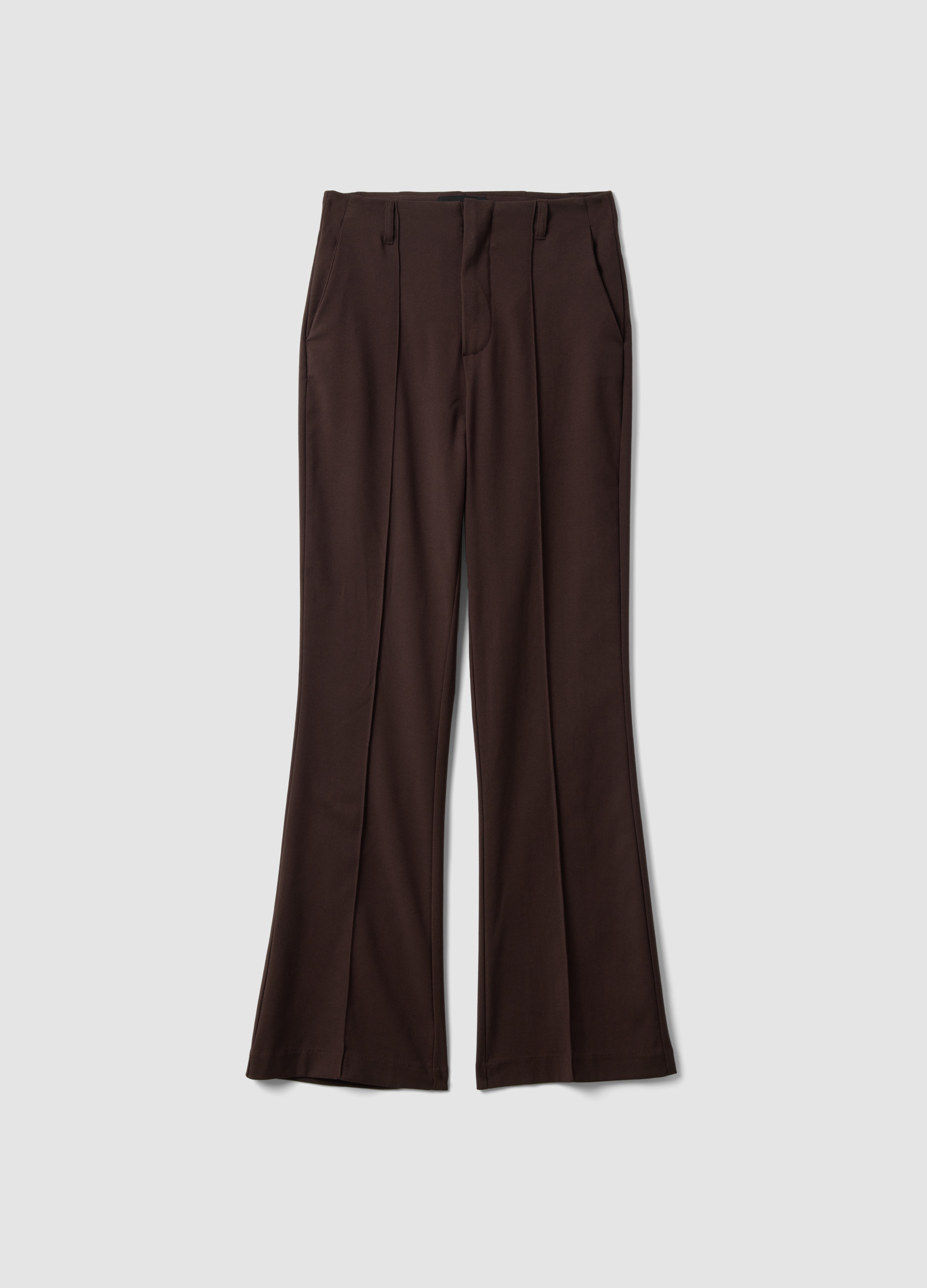 LES COPAINS, Pantaloni Formali Marroni Flare In Viscosa Elasticizzata, Donna, Marrone, Taglia: 44