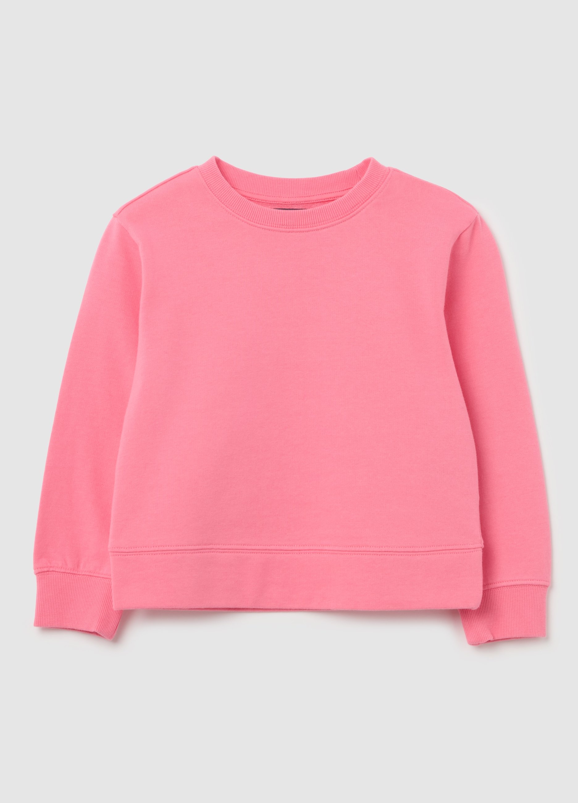 Sudadera De Tejido Rizado Color Liso, Niña, Rosa pastel, Talla: 9-10