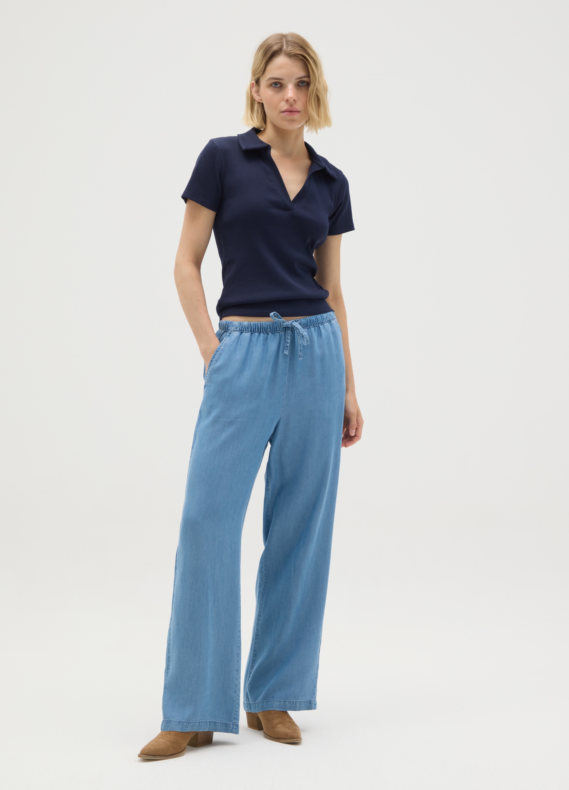 OVS, Damen-polo Aus Reinem Baumwollstoff In Blau, Frau, Marineblau, Größe: 36
