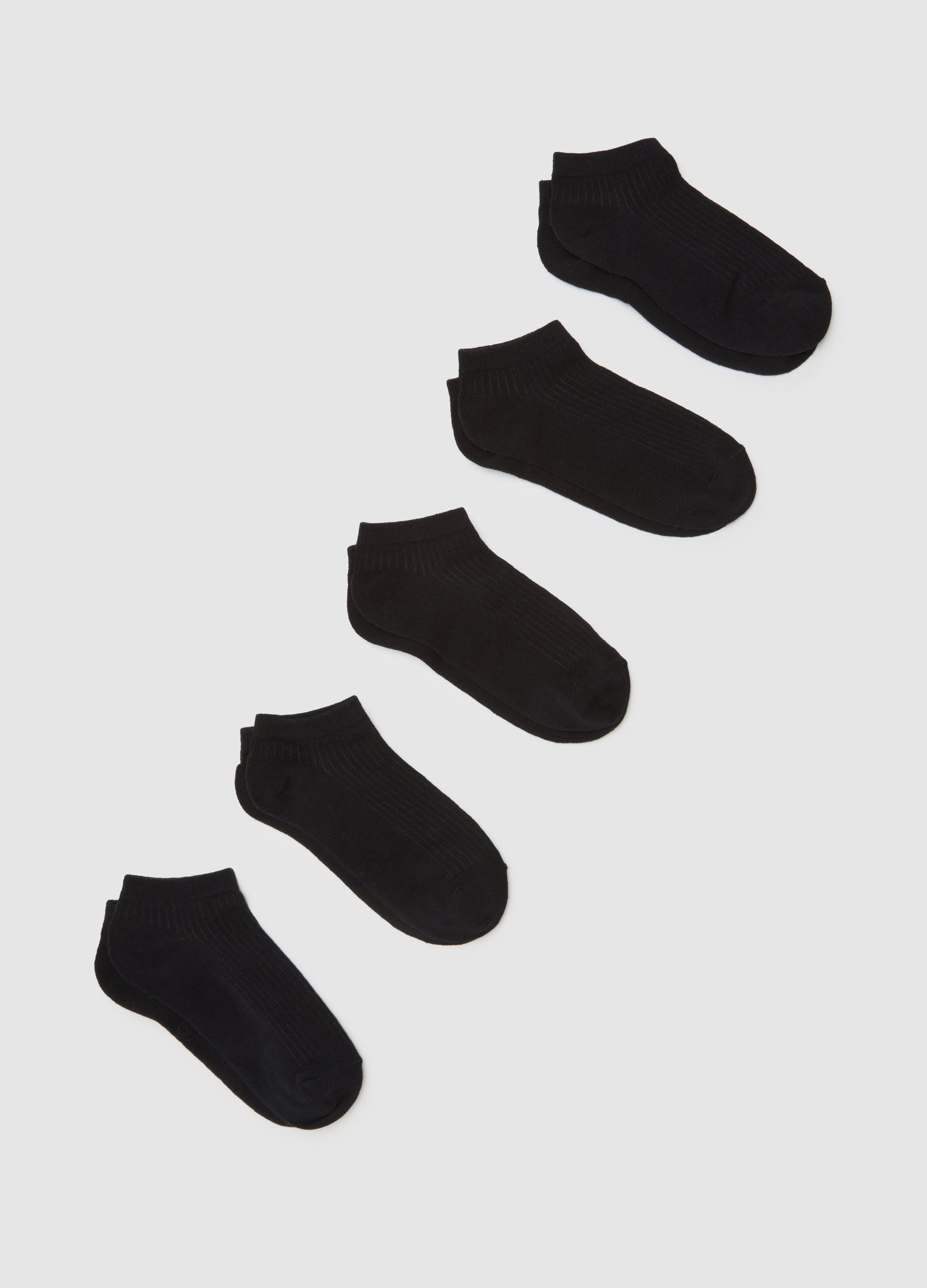 OVS, Multipack Di Cinque Calzini Bianchi In Cotone Elasticizzati, Donna, Bianco, Taglia: 39-41