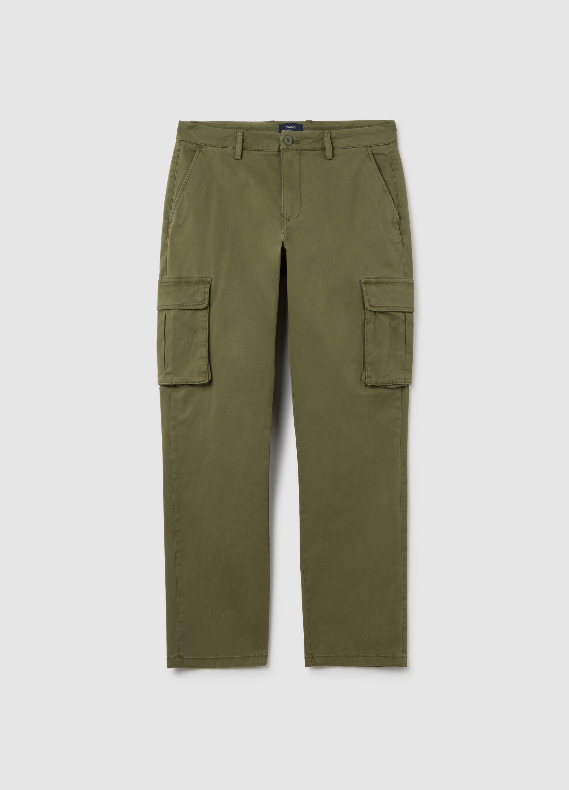 Pantaloni In Misto Cotone Verdi Regular Fit, Hombre, Verde oscuro, Talla: 52