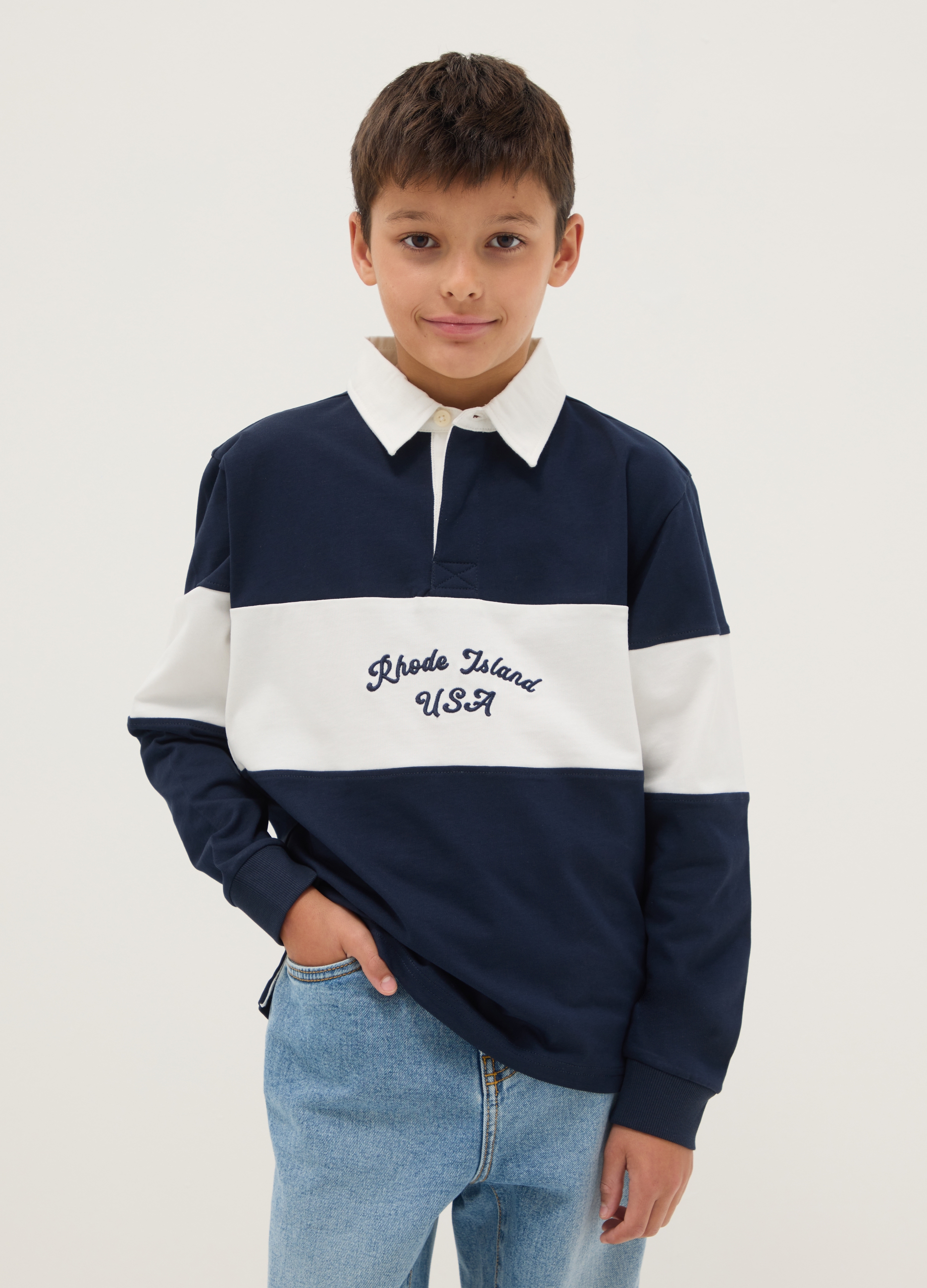 OVS KIDS, Maglia Polo In Puro Cotone A Righe Multicolor Da Ragazzo Regular Fit, Bambino, Multicolor, Taglia: 10-11