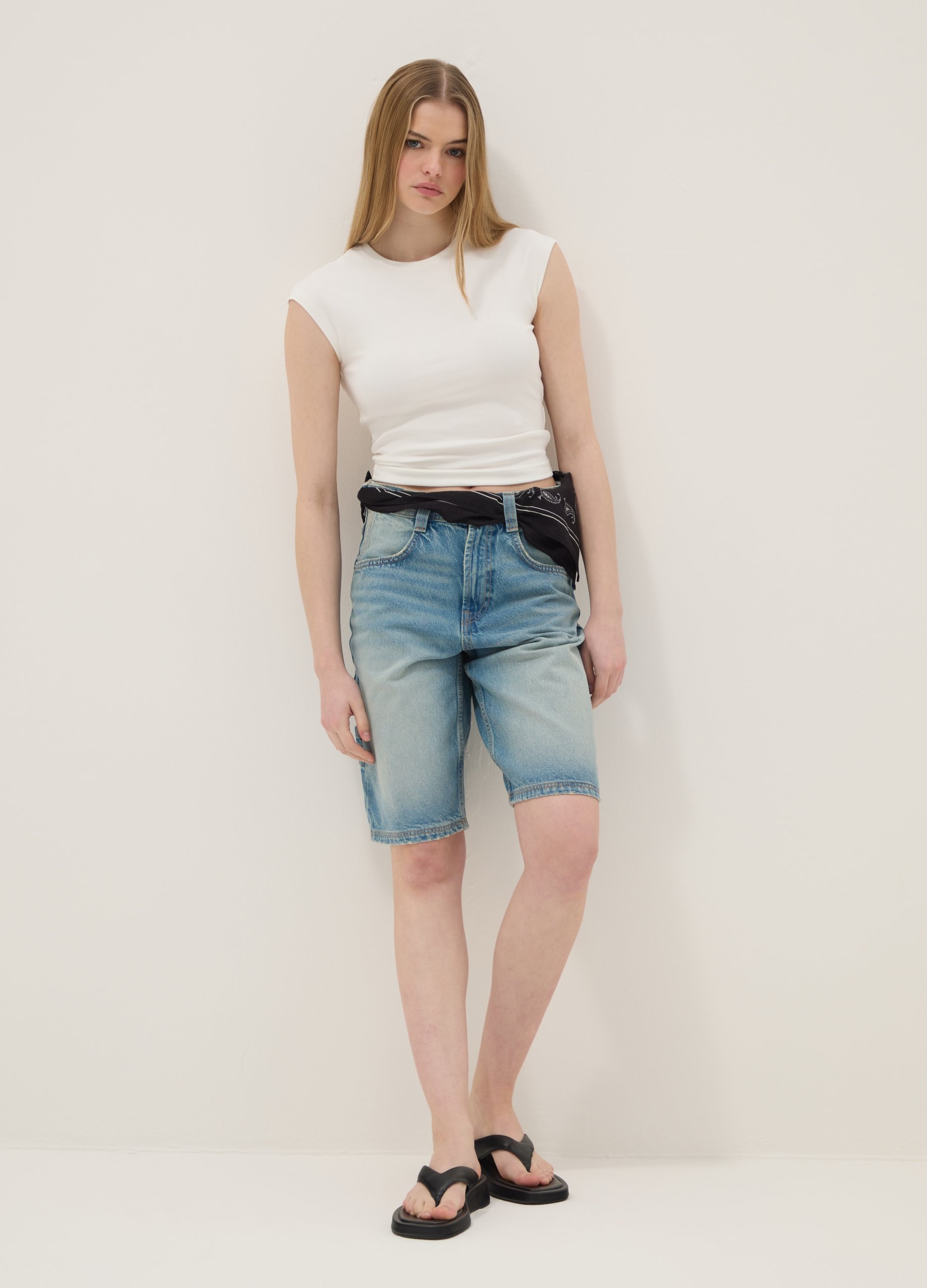 B.ANGEL, Bermudas Vaqueras Azul Claro De Algodón Puro, Corte Baggy, Mujer, Azul claro, Talla: 34