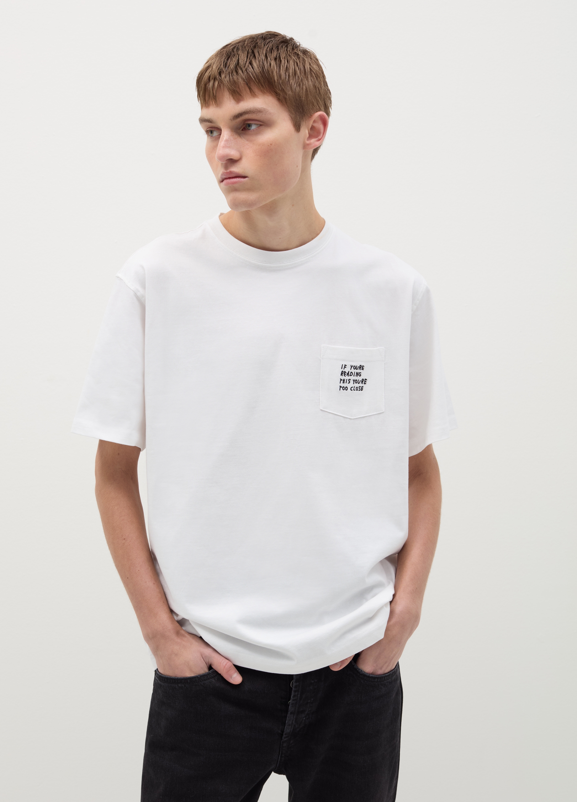 B.ANGEL, Camiseta Con Bolsillo Bordado, Hombre, Blanco óptico, Talla: L