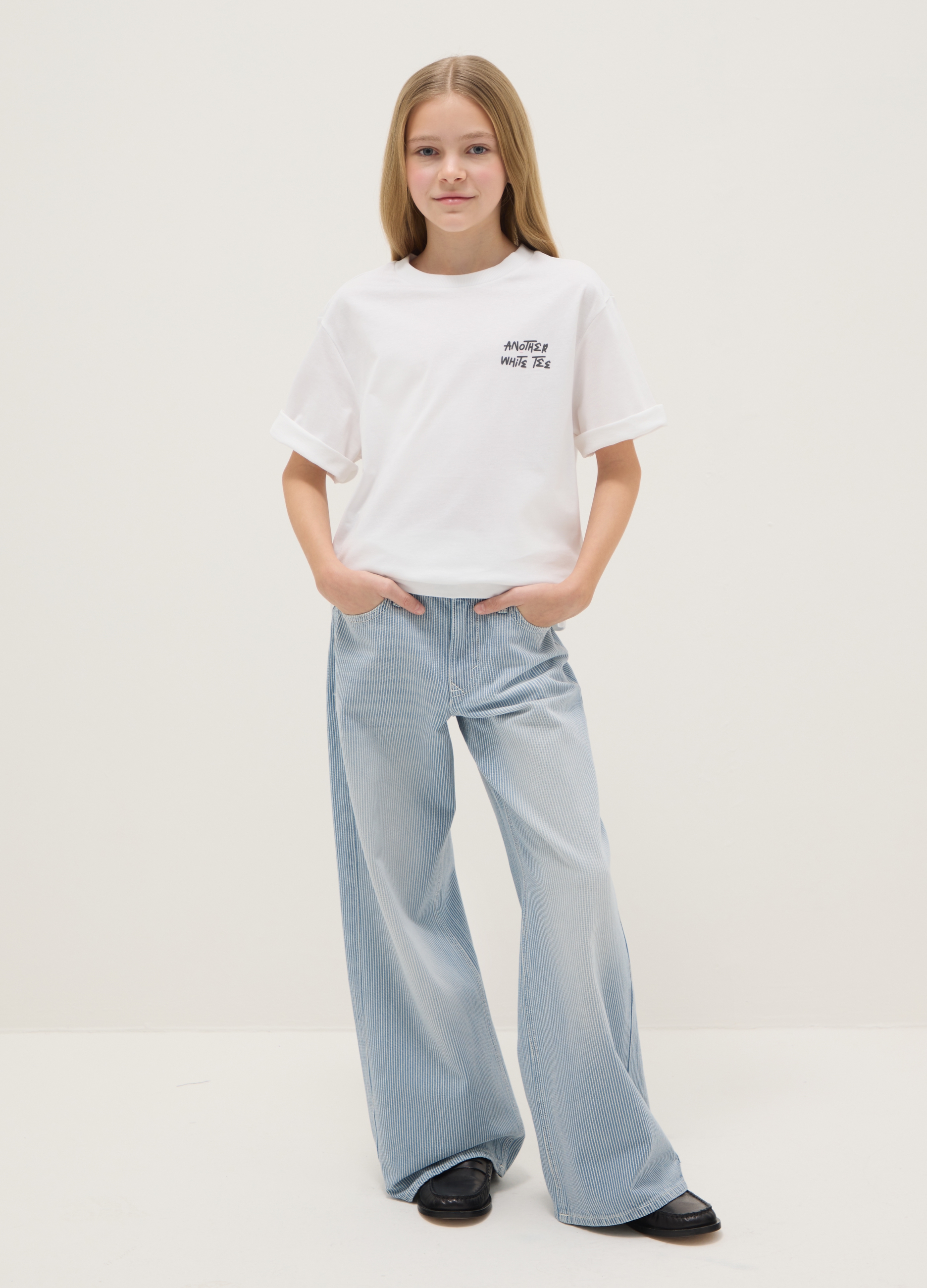 OVS KIDS, Pantaloni In Puro Cotone Multicolor Wide Leg Da Ragazza, Bambina, Azzurro, Taglia: 14-15