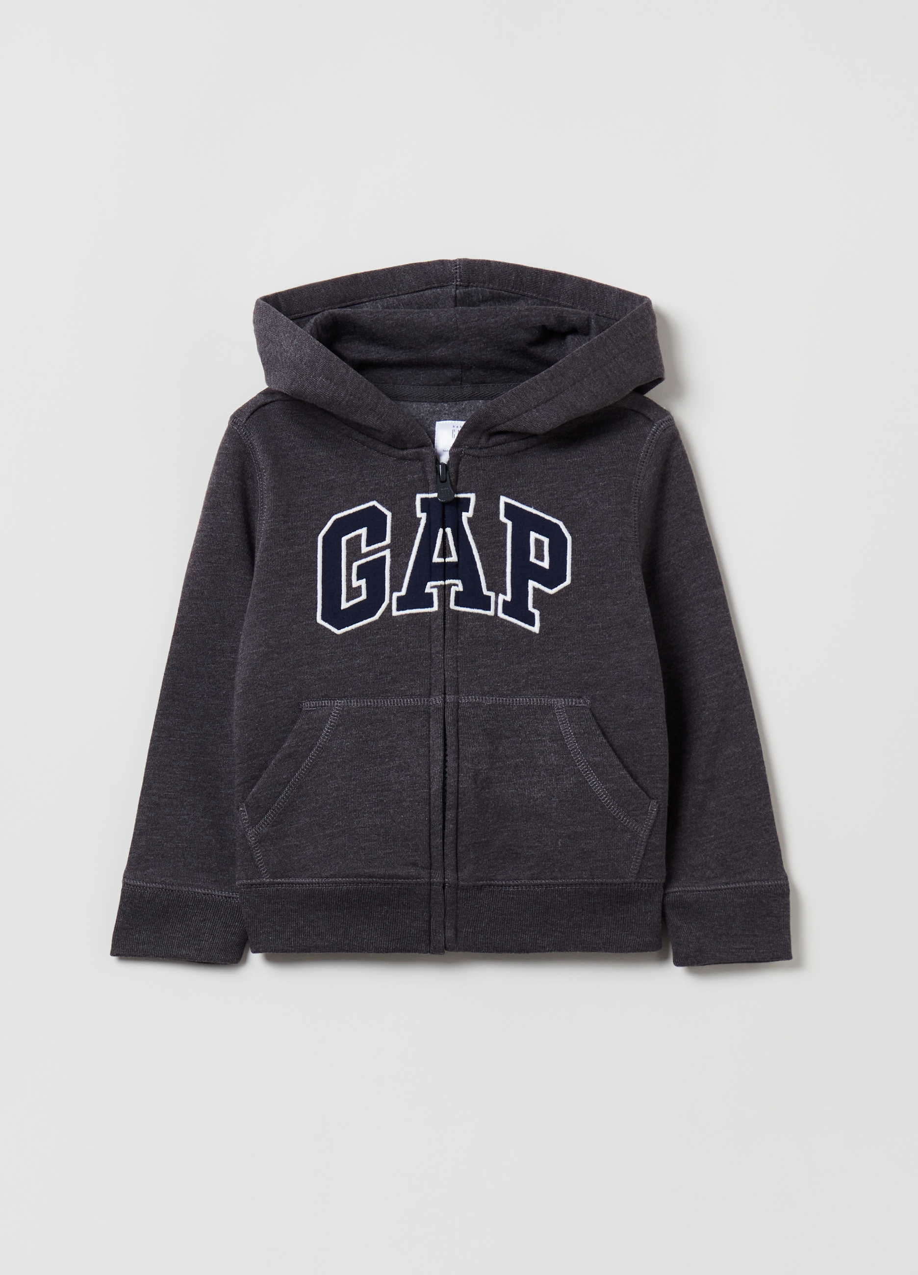 GAP KIDS, Felpa Full-zip Con Logo Gap E Cappuccio, Unisex, Grigio, Taglia: 4Y/104