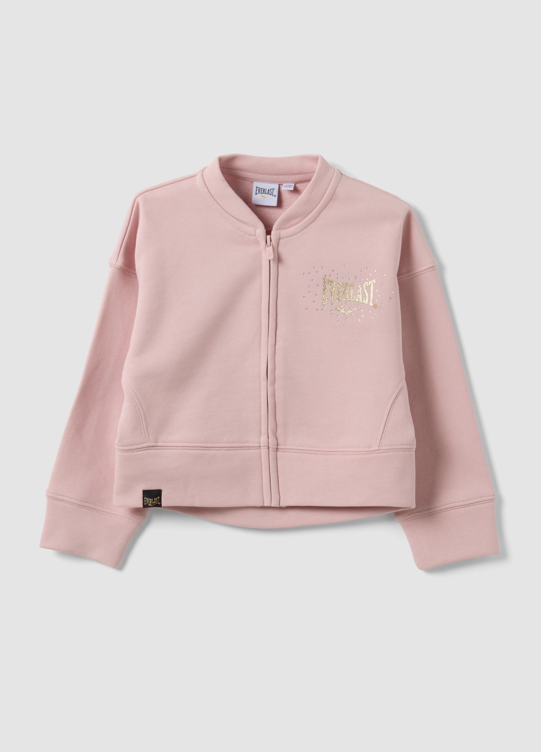 EVERLAST, Felpa Rosa Con Zip In Misto Cotone Regular Fit Per Bambina, Unisex, Rosa, Taglia: 5-6