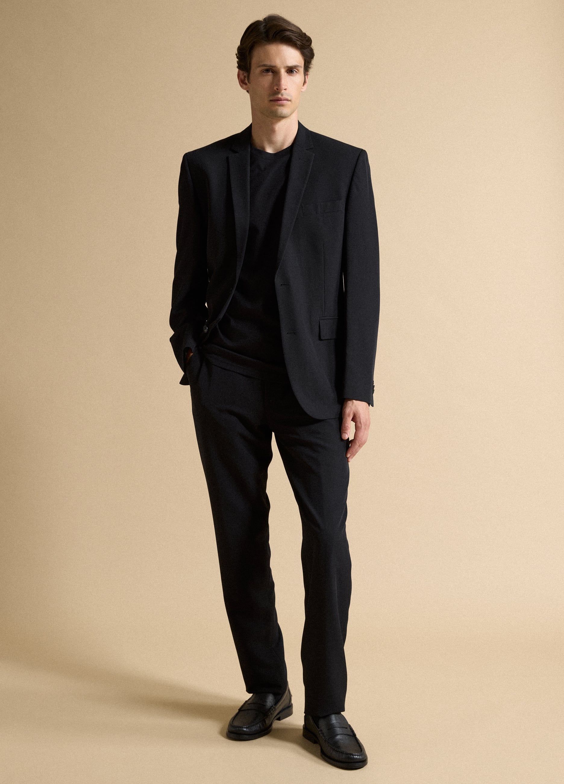 PIOMBO, Pantaloni Formali Neri In Viscosa Elasticizzata Slim Fit, Uomo, Nero, Taglia: 54