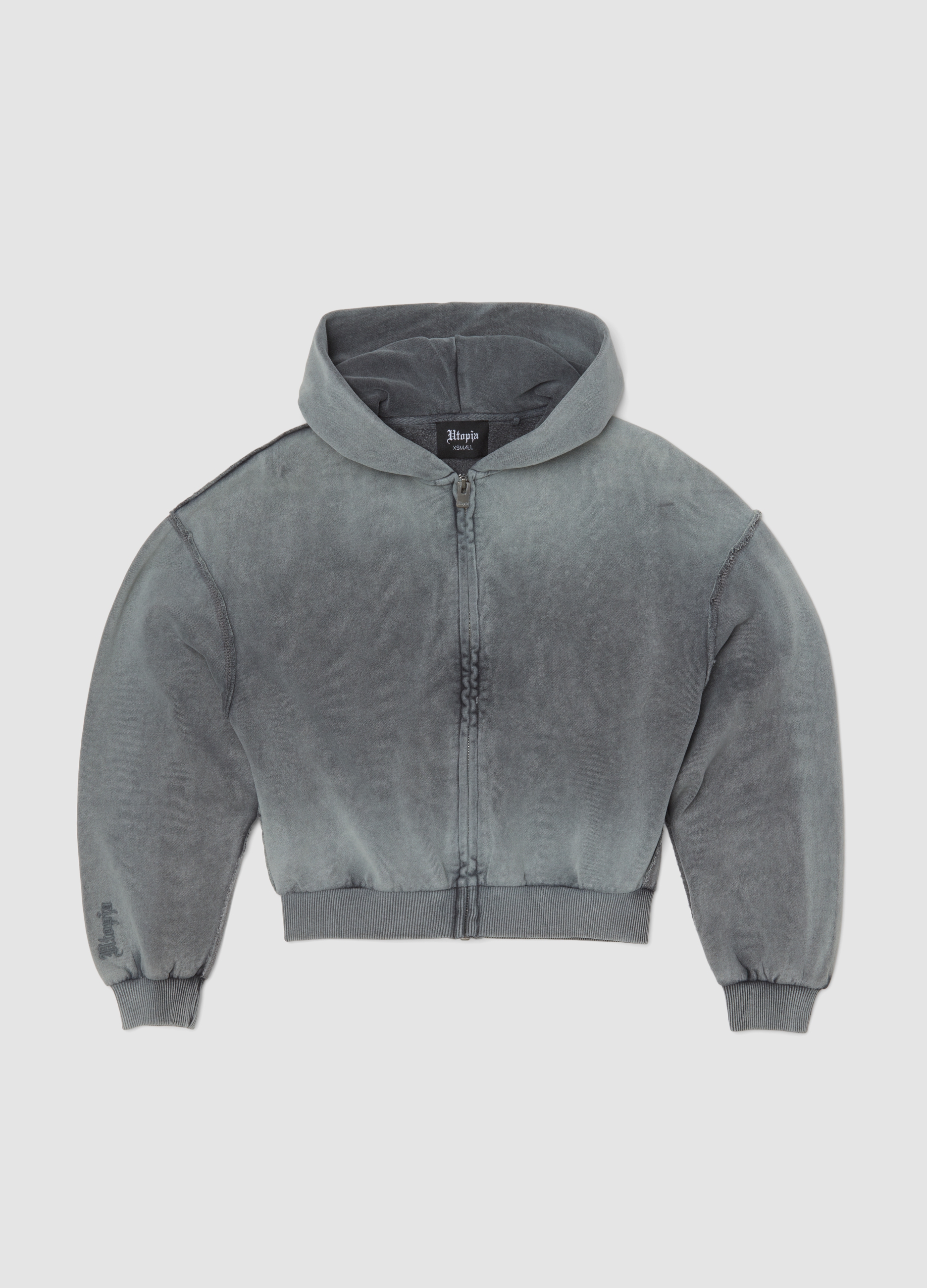 UTOPJA, Sunfaded Full-zip Hoodie Vintage Grey, Donna, Grigio, Taglia: XS