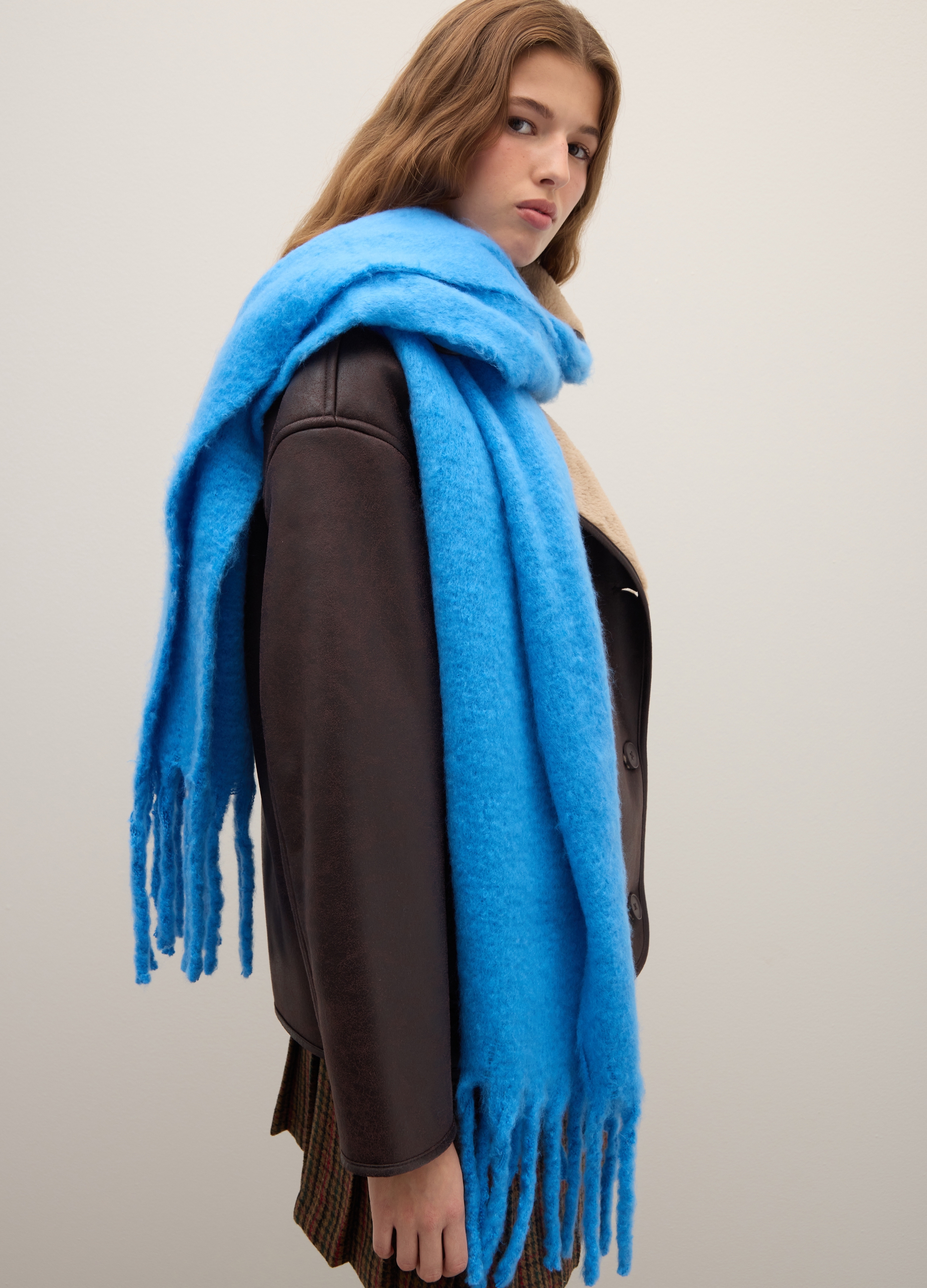 PIOMBO, Sciarpa Azzurra In Misto Tessuto, Donna, Blu, Taglia: ONE SIZE