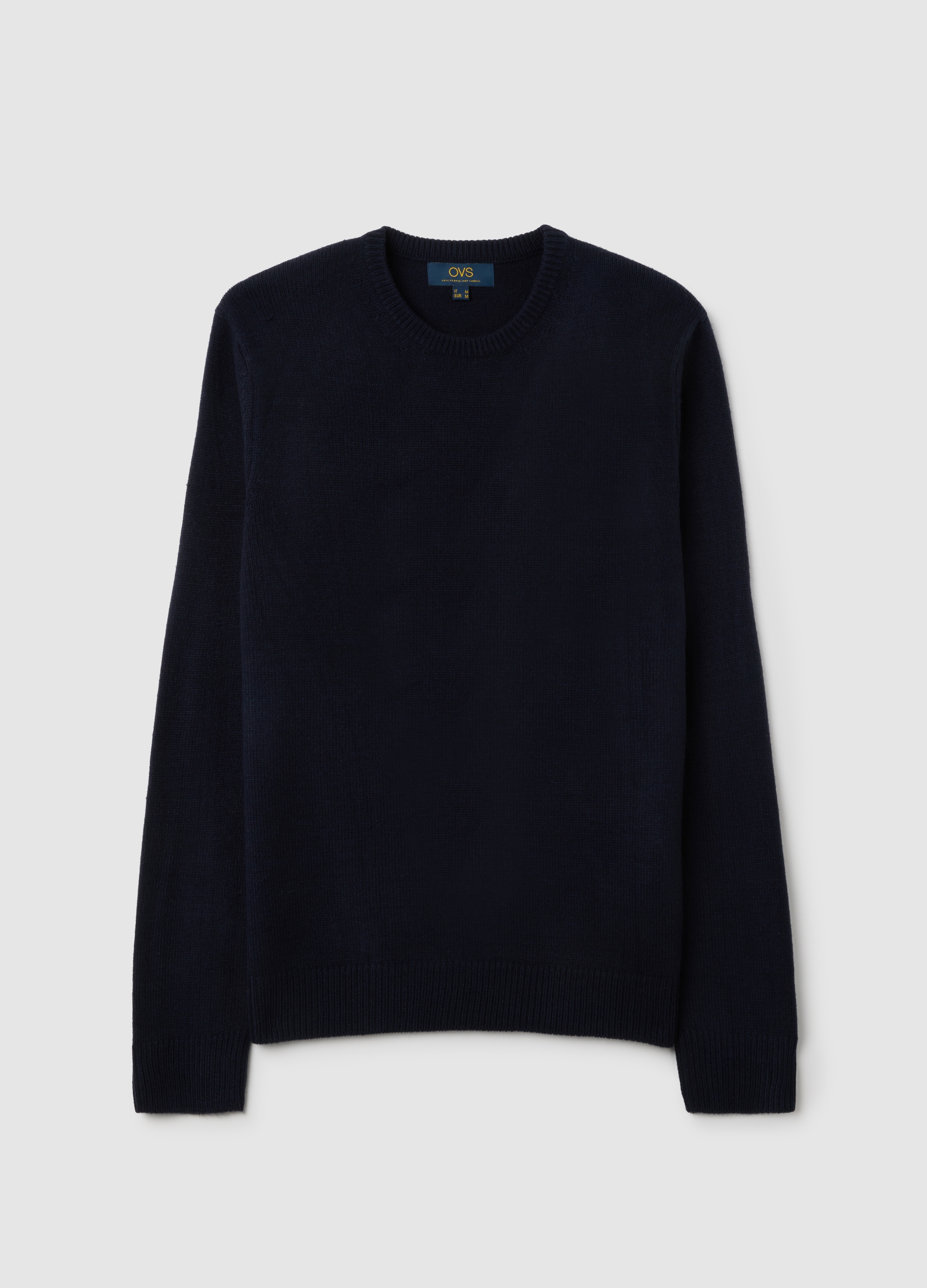 Maglione Con Girocollo Blu Regular Fit, Hombre, Azul marino, Talla: M