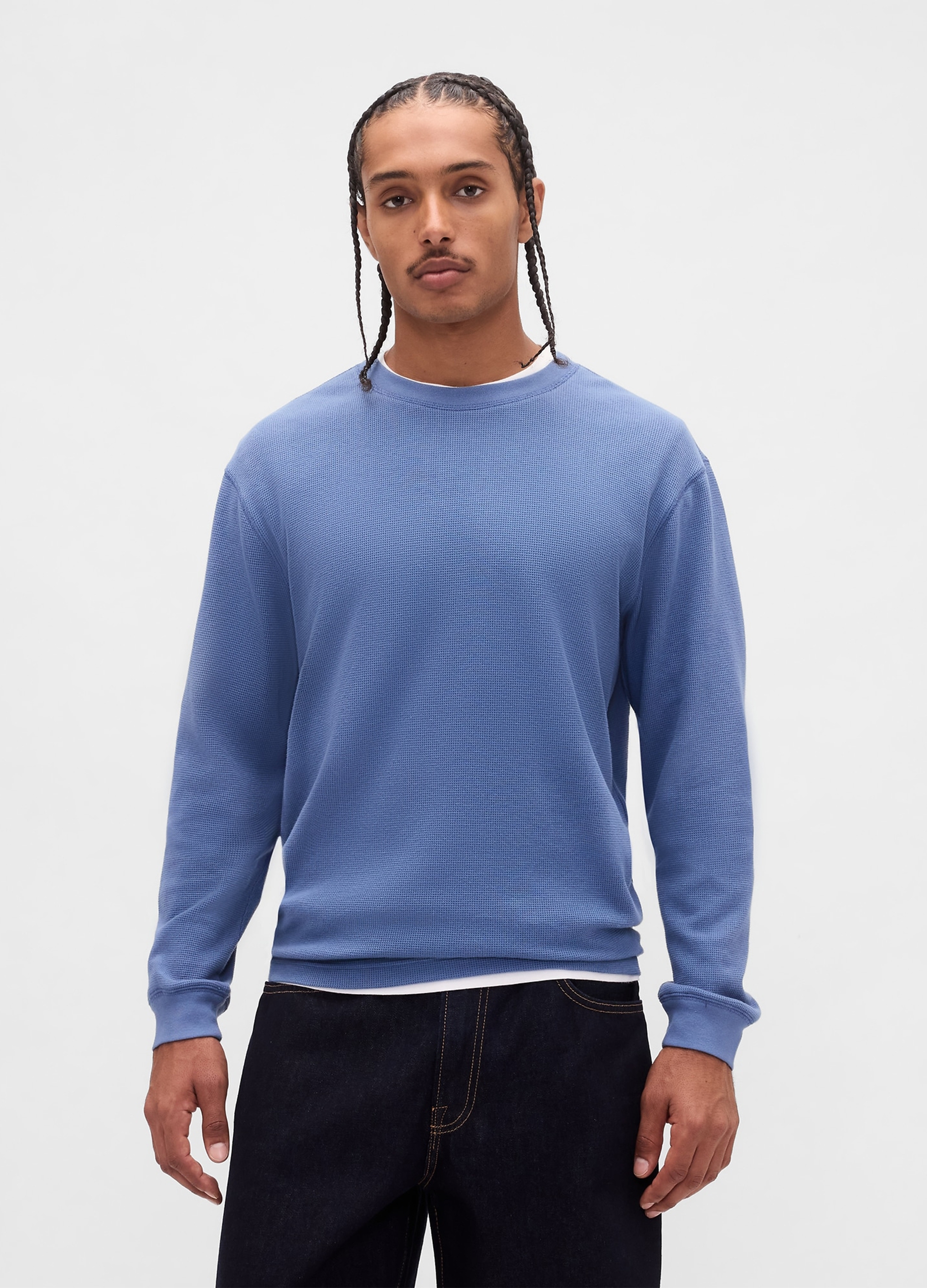 GAP, Maglia A Maniche Lunghe Elasticizzata, Uomo, Azzurro, Taglia: S