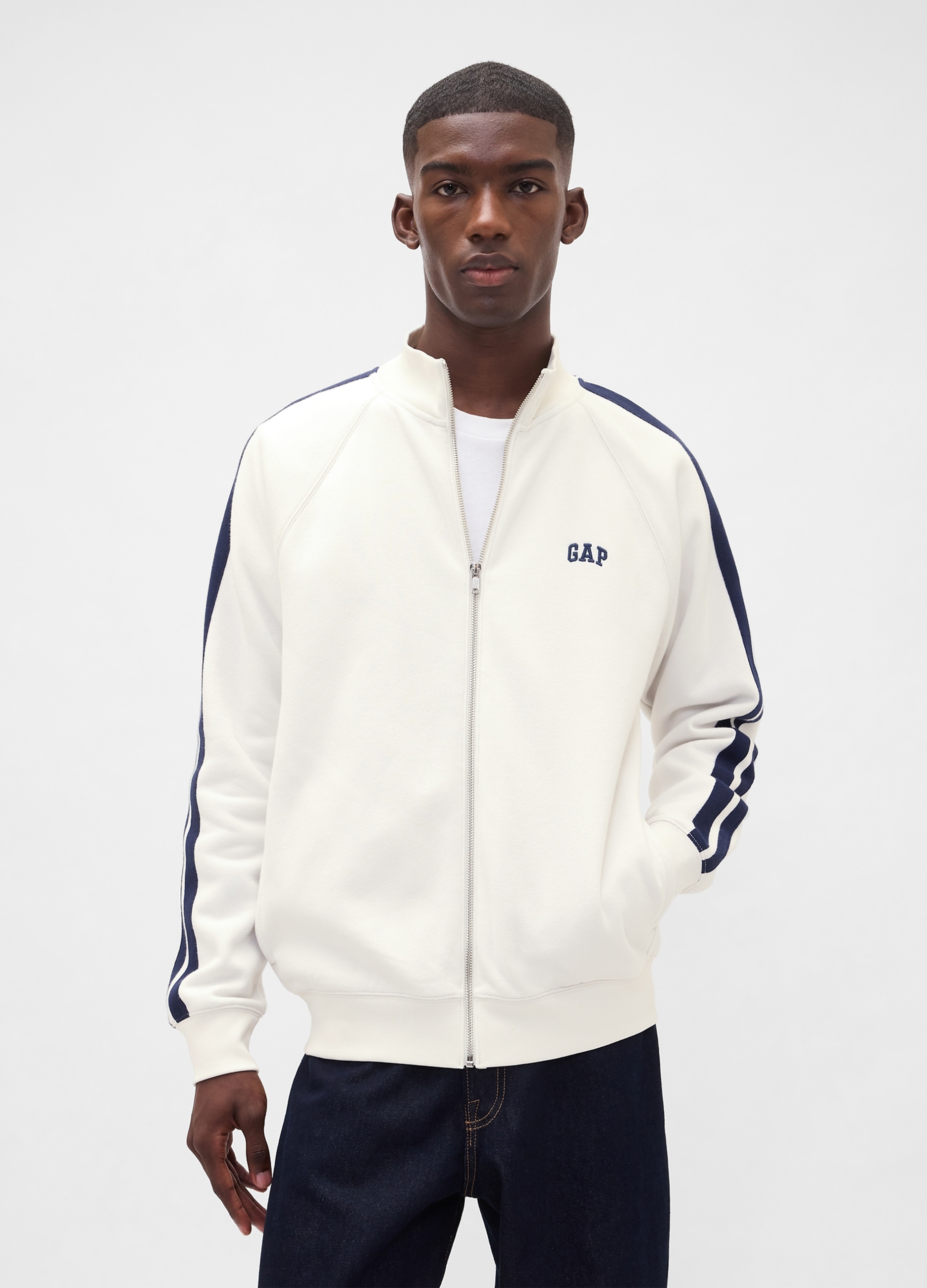 GAP, Felpa Con Logo Gap E Zip, Uomo, Bianco, Taglia: S