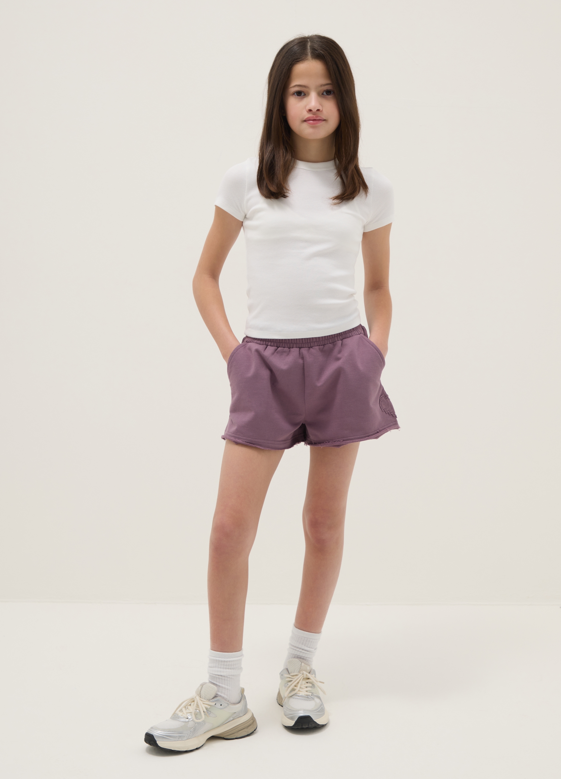 OVS KIDS, Shorts Morados De Algodón Puro Para Niñas Con Ajuste Relajado, Niña, Lila claro, Talla: 13-14