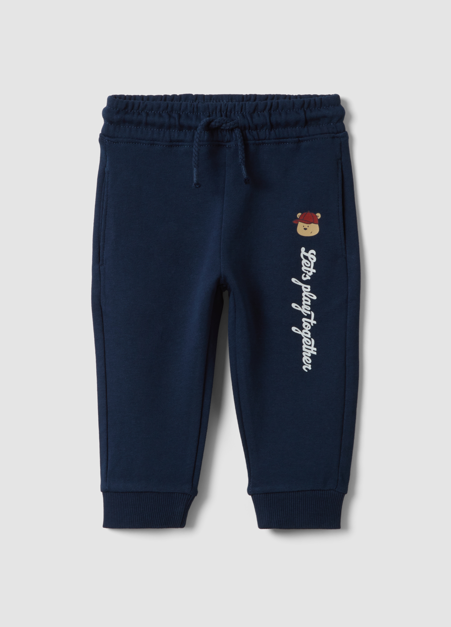 FAGOTTINO, Pantaloni Jogger Blu In Puro Cotone Con Stampa Orsetti, Bambino, Blu, Taglia: 24-30