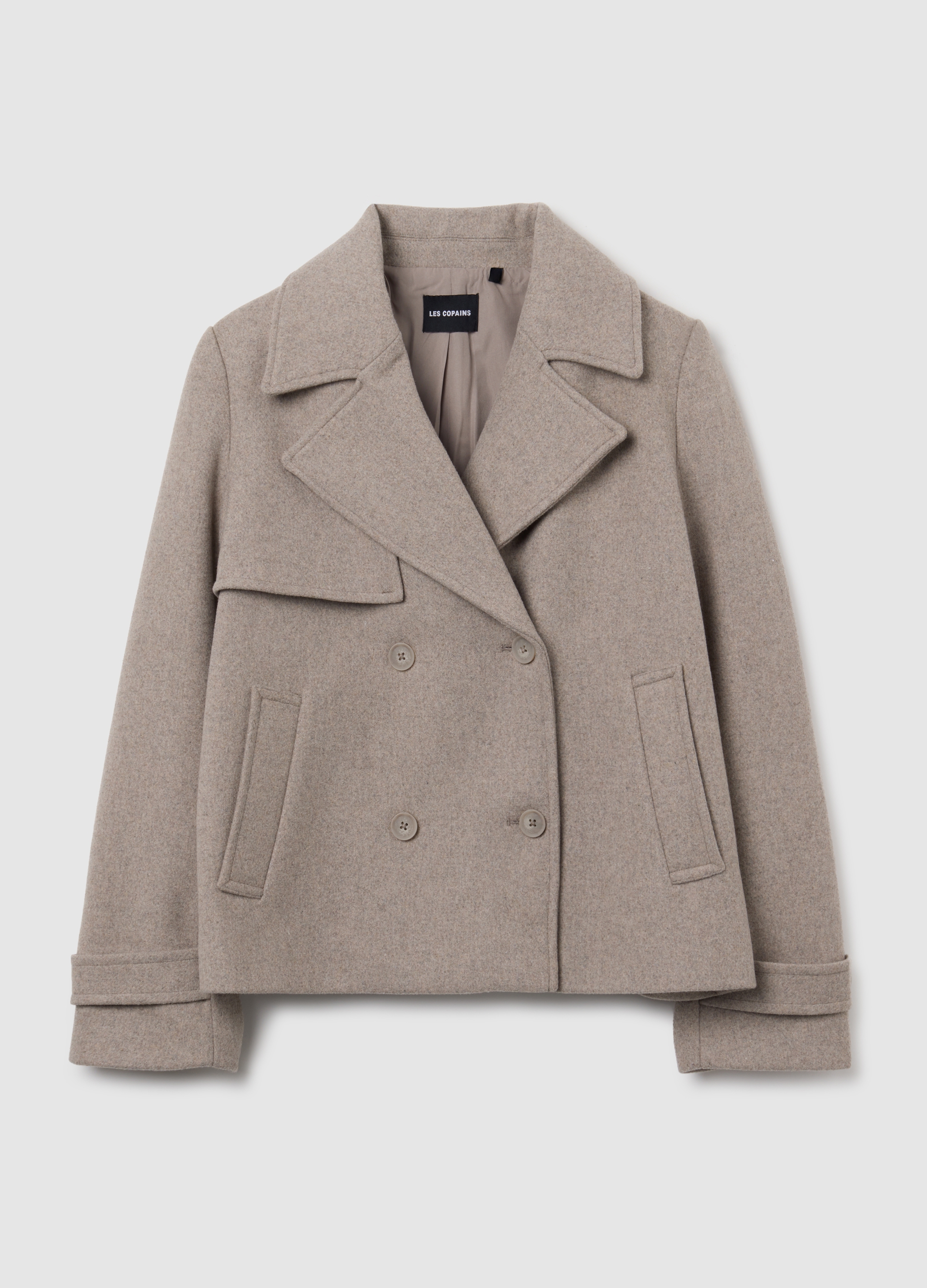 Abrigo Regular Fit En Mezcla De Lana Beige Con Capucha, Mujer, Beige Claro, Talla: XL