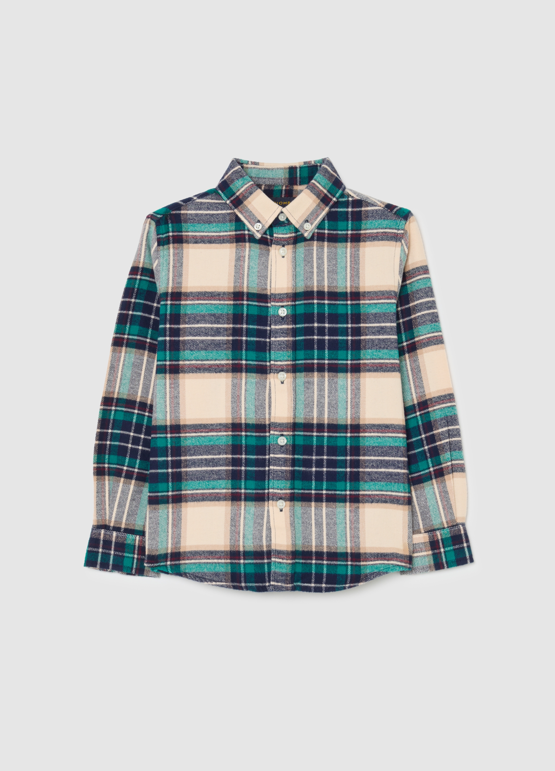 PIOMBO KIDS, Camisa De Cuadros Multicolor Para Niños De Ajuste Regular En Algodón Puro, Niño, Azul/beige, Talla: 8