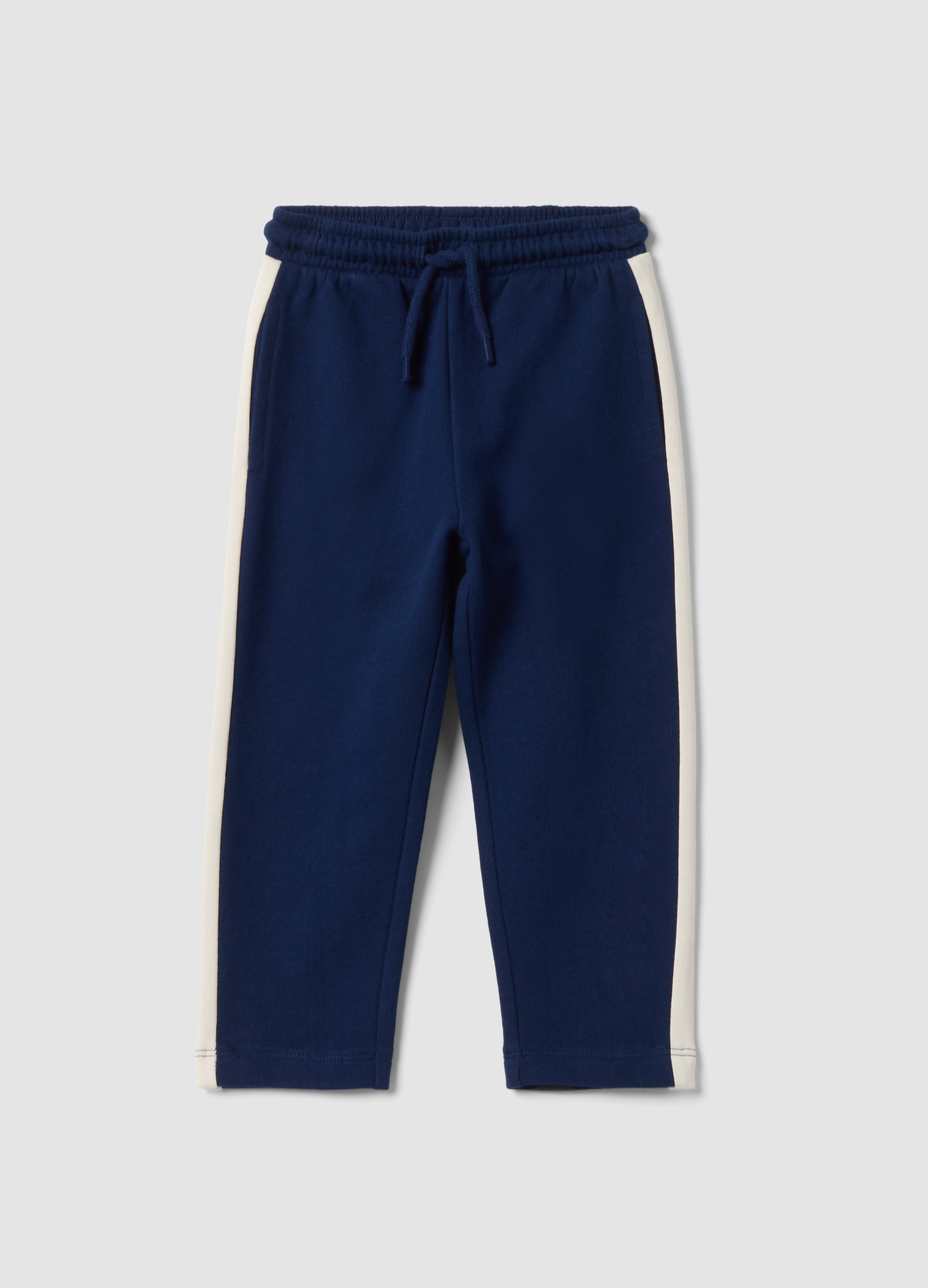 FAGOTTINO, Pantaloni Jogger Blu In Puro Cotone Organico Con Bande A Contrasto, Bambino, Blu, Taglia: 9-12