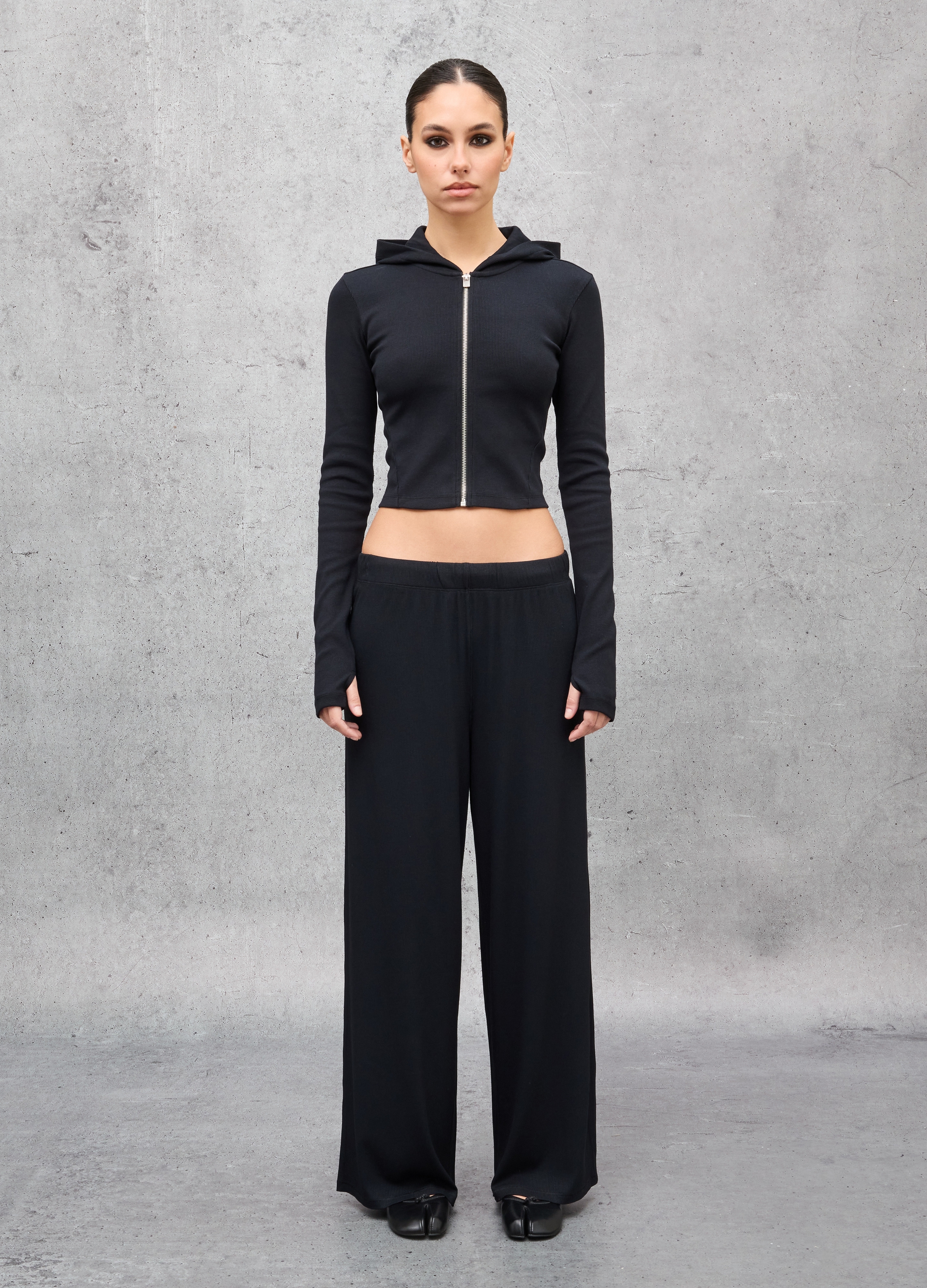 UTOPJA, Ribbed Fluid Trousers Black, Donna, Nero, Taglia: S