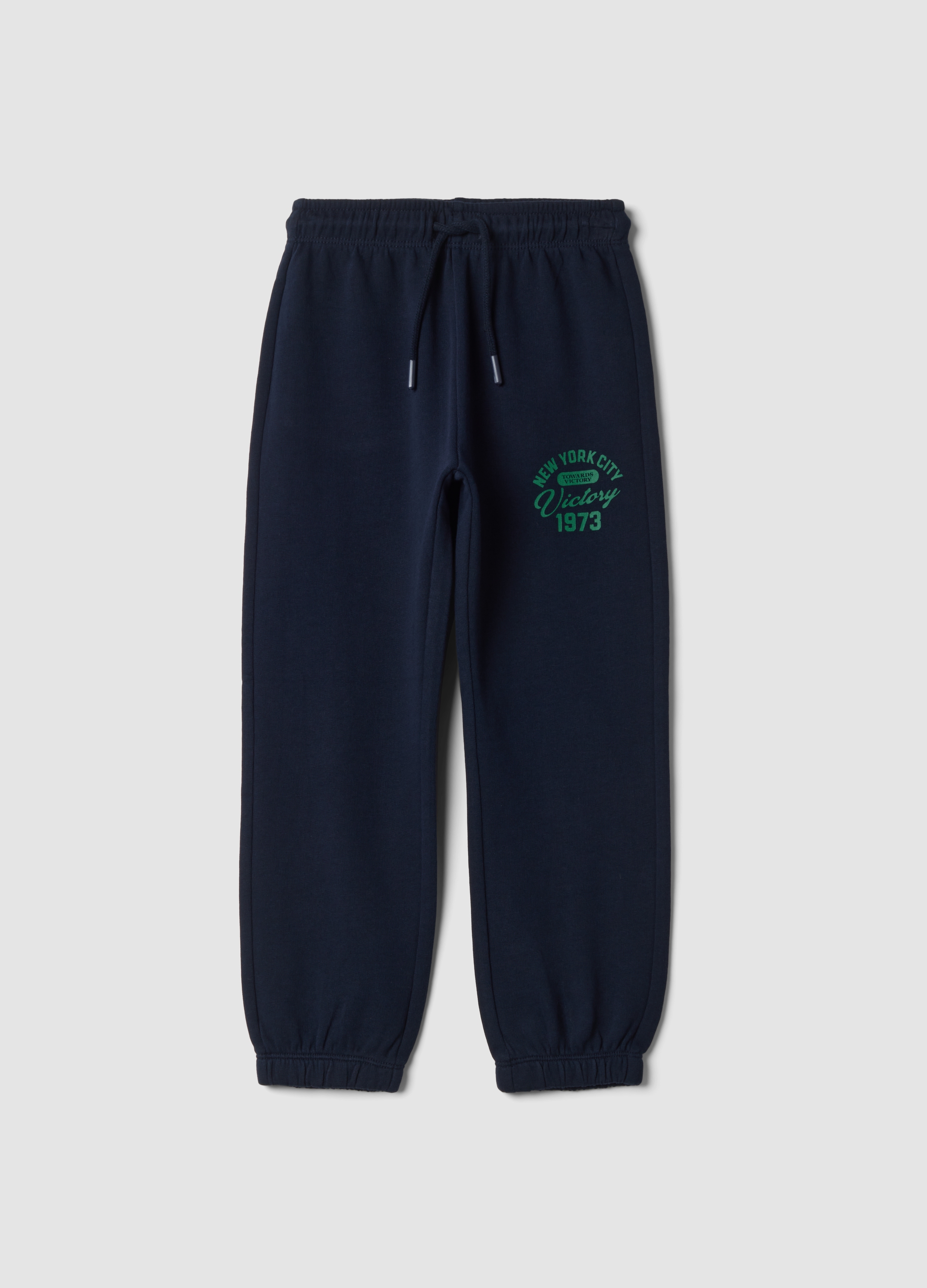 OVS KIDS, Pantaloni Jogger Blu In Puro Cotone Con Stampa, Bambino, Blu, Taglia: 8-9