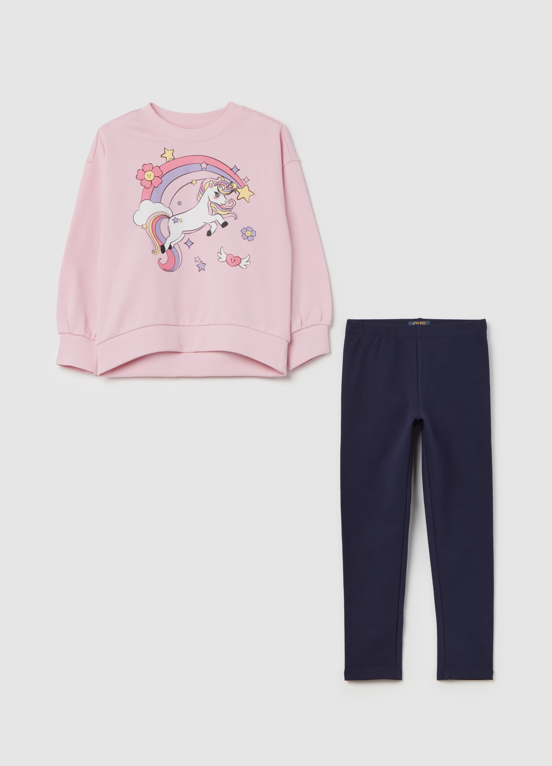 OVS KIDS, Jogging Set Con Stampa Unicorno, Bambina, Multicolor, Taglia: 9-10