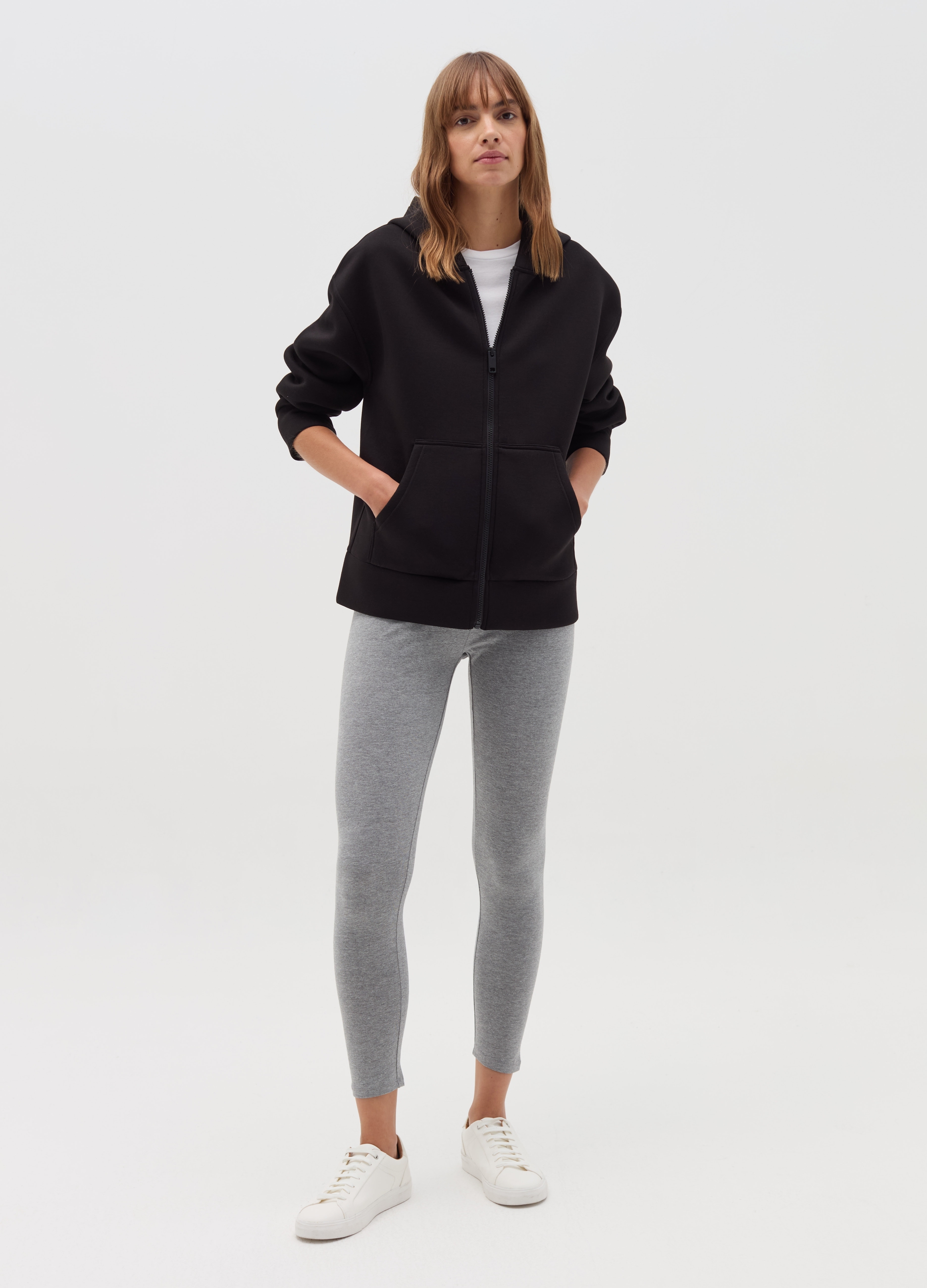 Leggings Essential Elásticos, Mujer, Gris jaspeado, Talla: 36