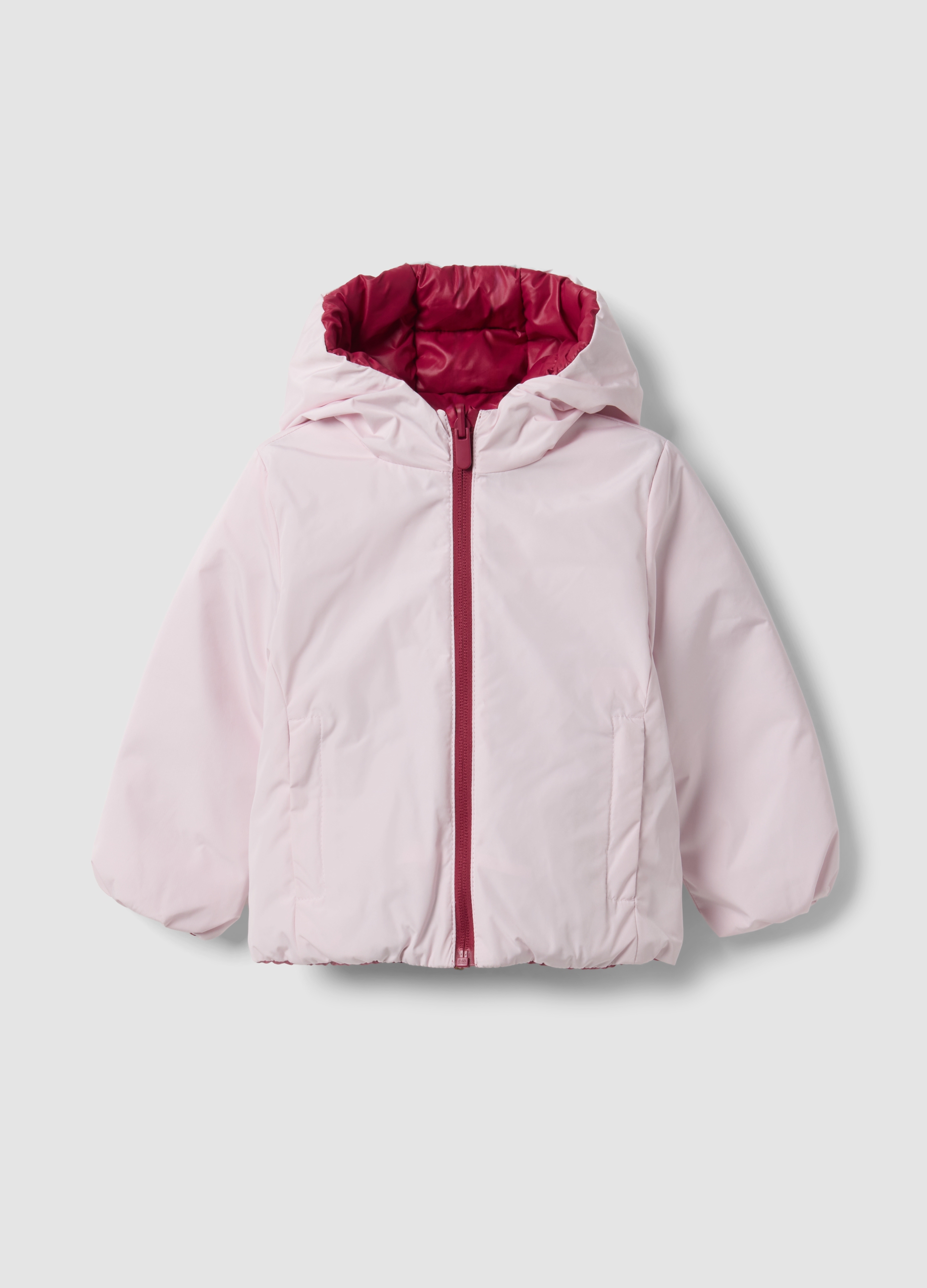 FAGOTTINO, Giacca Ultralight Reversibile Rosa E Rosso Con Cappuccio E Zip Per Bimba, Bambina, Multicolor, Taglia: 12-18
