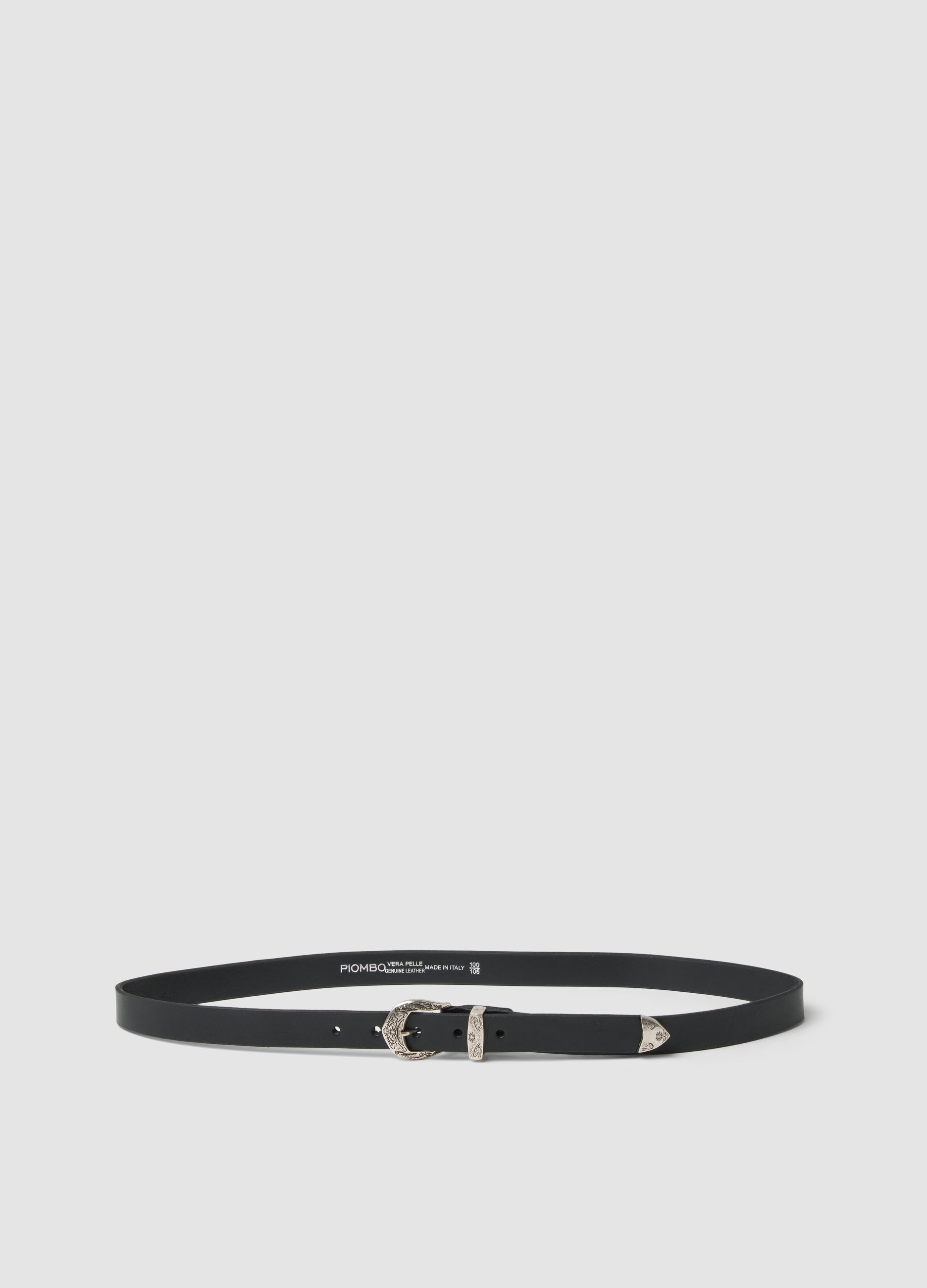 PIOMBO, Cintura Nera In Vera Pelle Con Fibbia Decorata, Uomo, Nero, Taglia: 100-105 cm