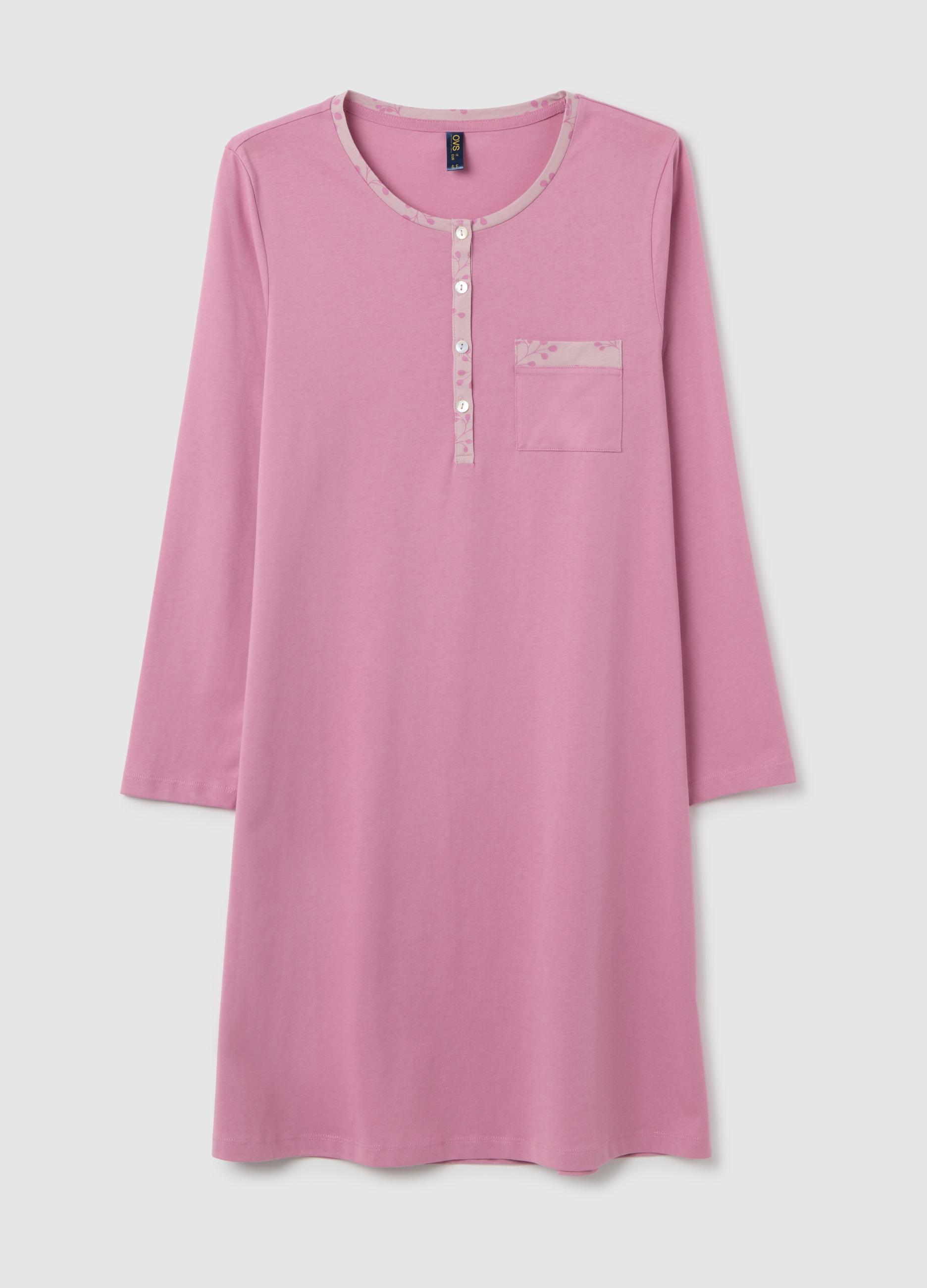 Camisa De Noche Rosa De Algodón, Mujer, Morado, Talla: 44