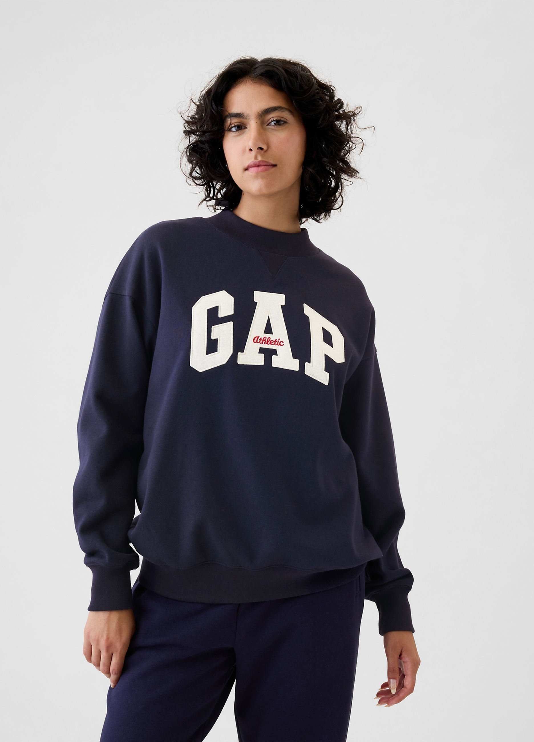 GAP, Felpa Oversize Mock Neck Con Logo Athletic, Donna, Blu, Taglia: XS
