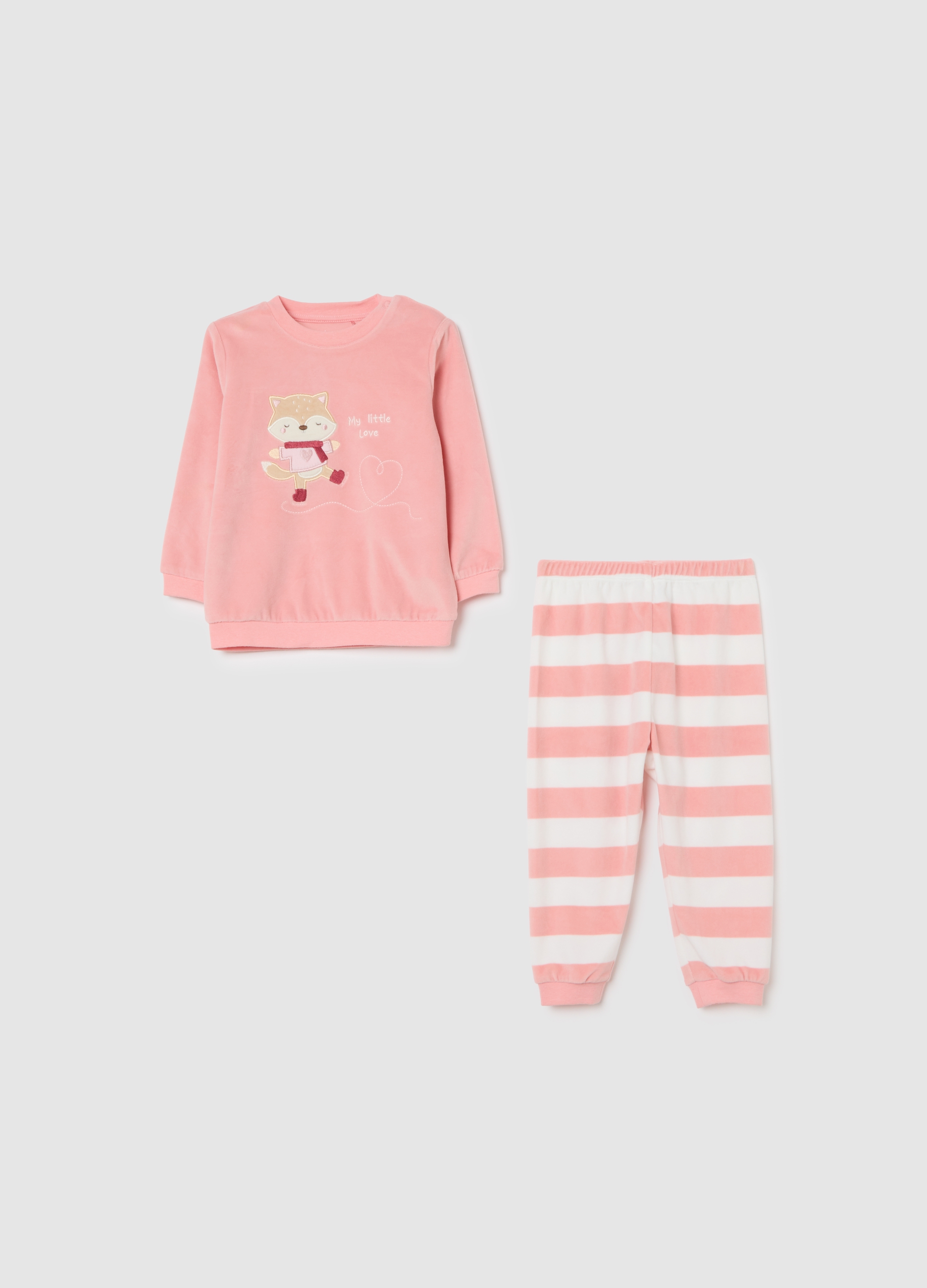 FAGOTTINO, Pijama Multicolor De Bebé Con Estampado De Zorro Ajuste Regular, Niña, Pink/White, Talla: 18-24