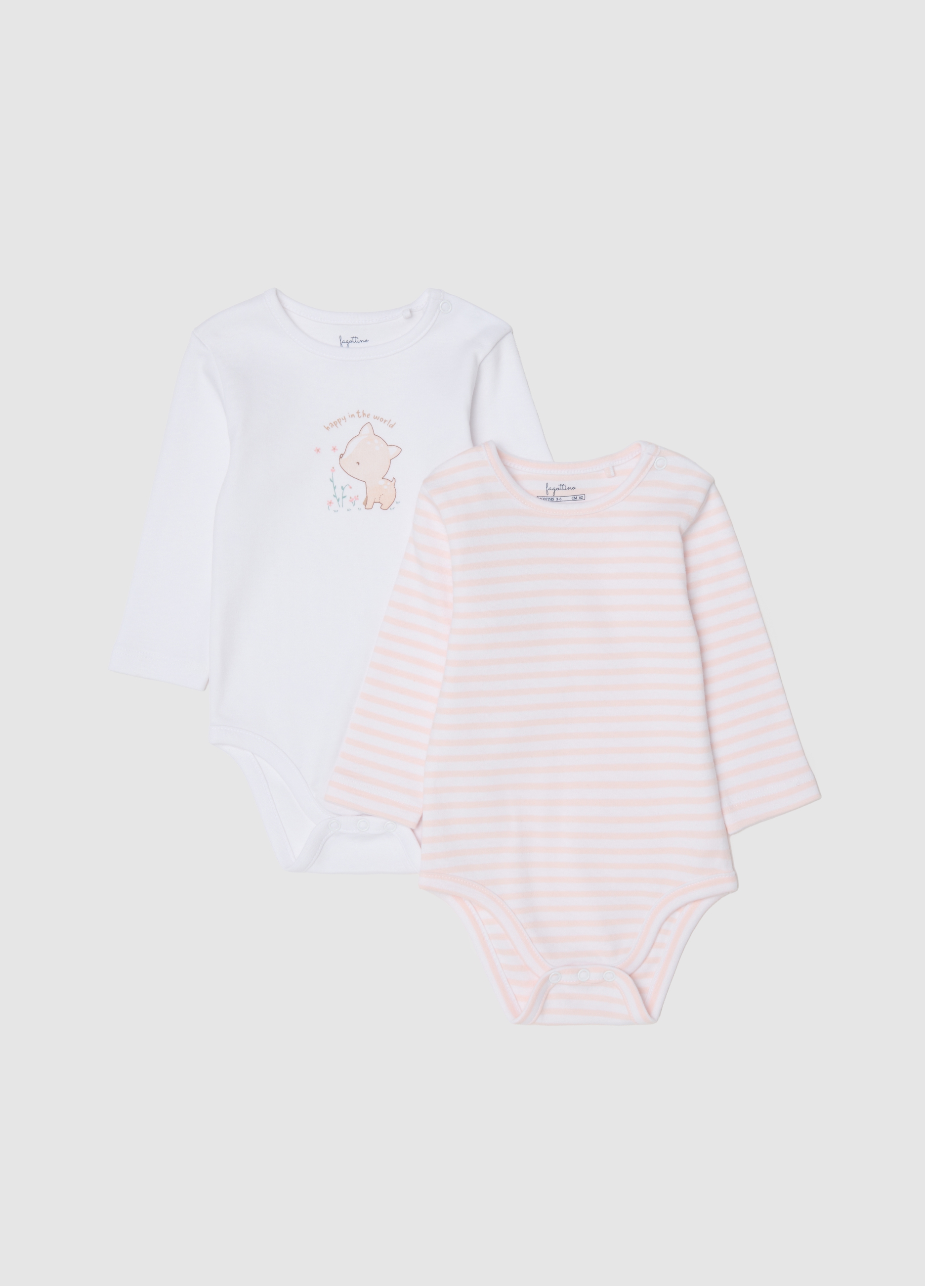 FAGOTTINO, Bipack Body Da Neonato In Puro Cotone Multicolor, Neonata, Multicolor, Taglia: 6-9