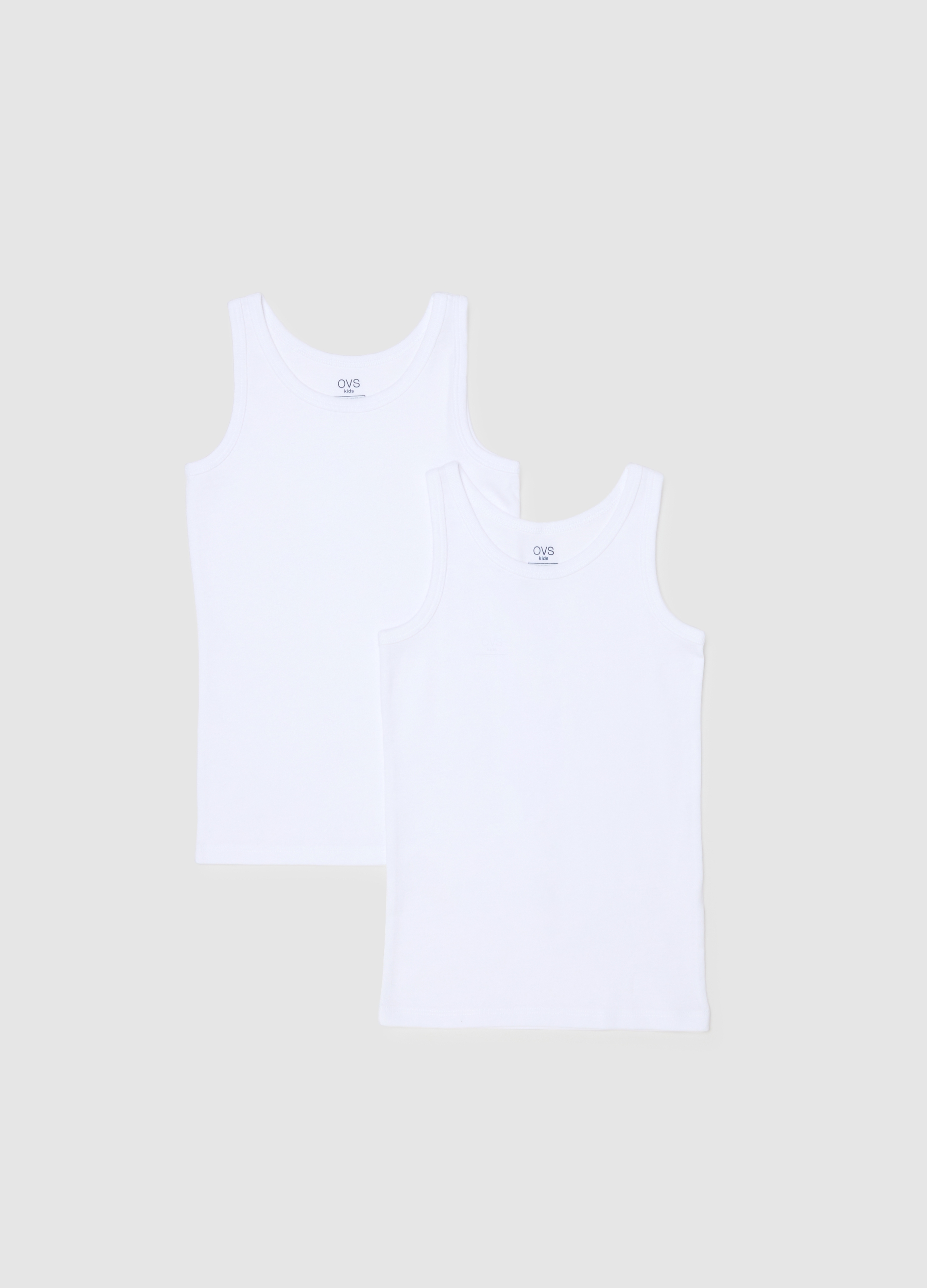 OVS KIDS, Bipack T-shirt Bianche Smanicate Da Bambino In Puro Cotone Regular Fit, Unisex, Bianco, Taglia: 3-4