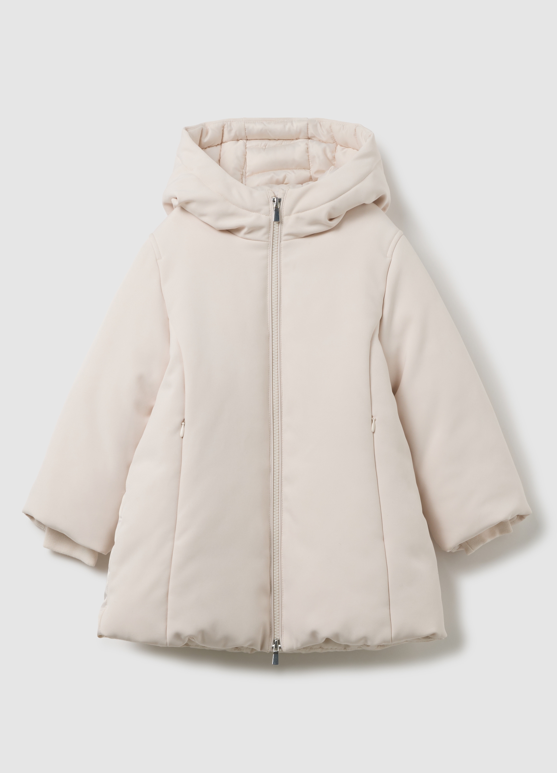 OVS KIDS, Giacca Imbottita Beige Da Bambina Regular Fit Con Cappuccio E Zip, Beige, Taglia: 7-8